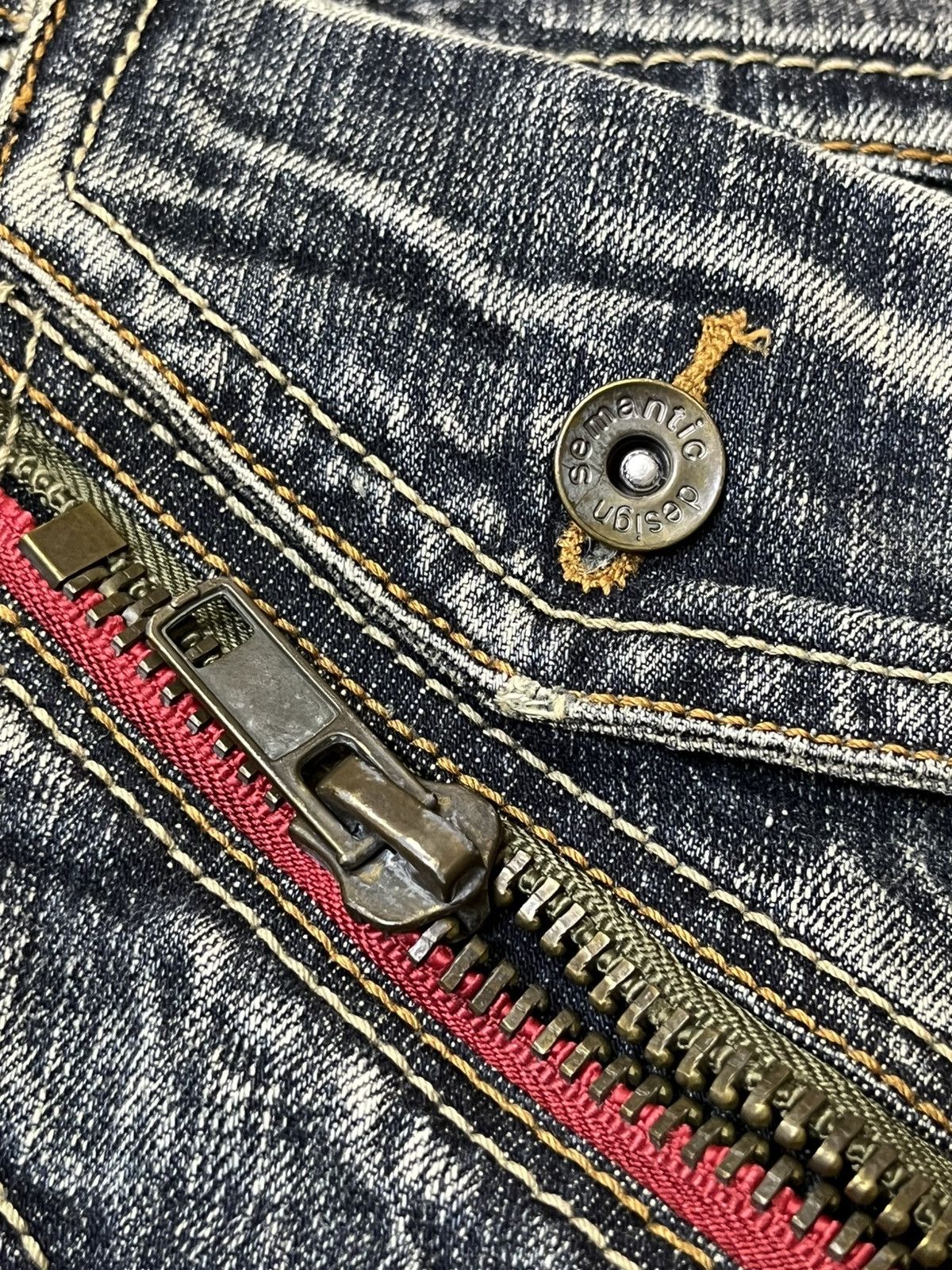semanticdesign SICK🔥VINTAGE SEMANTIC DESIGN JAPAN DISTRESSED FLARED JEANS Size US 31 - 19 Thumbnail