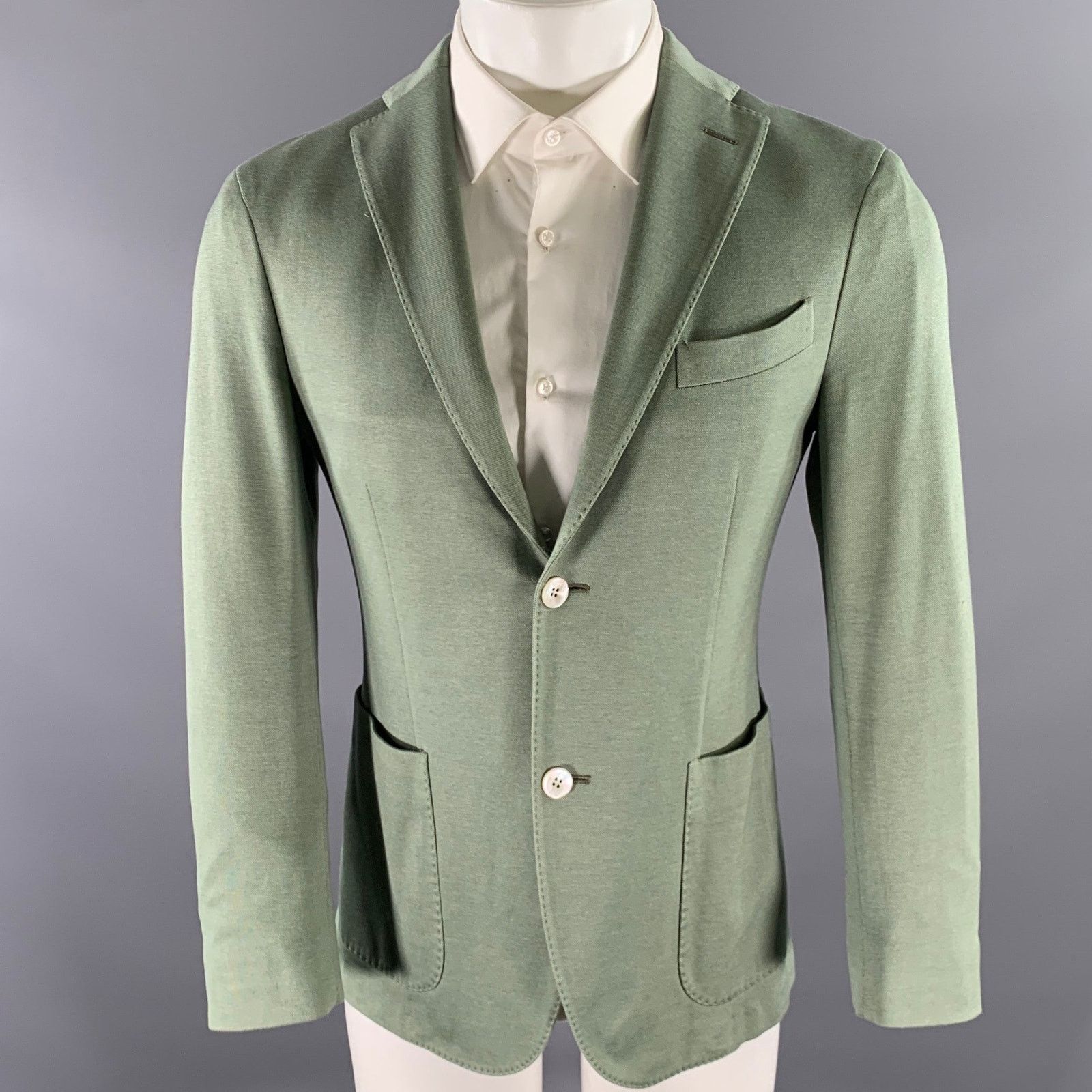 Boglioli BOGLIOLI Size 36 Green Woven Cotton Notch Lapel Sport Coat Size 36R - 1 Thumbnail