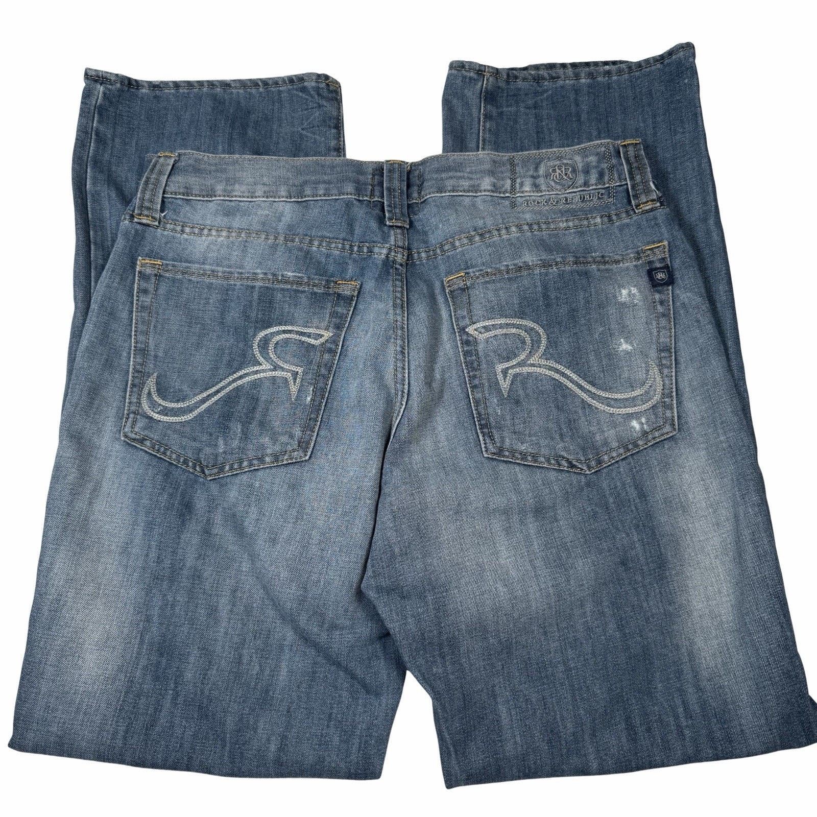 Rock & Republic Rock & Republic Torque Jeans Mens 34x32 Blue Distressed Size US 34 / EU 50 - 1 Thumbnail