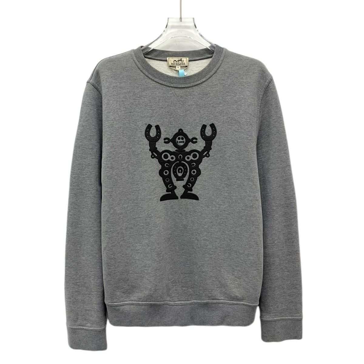 Hermes Hermes Grey Robot Leather Spliced Crew Neck Sweatshirt K26WX Size M / US 6-8 / IT 42-44 - 1 Thumbnail