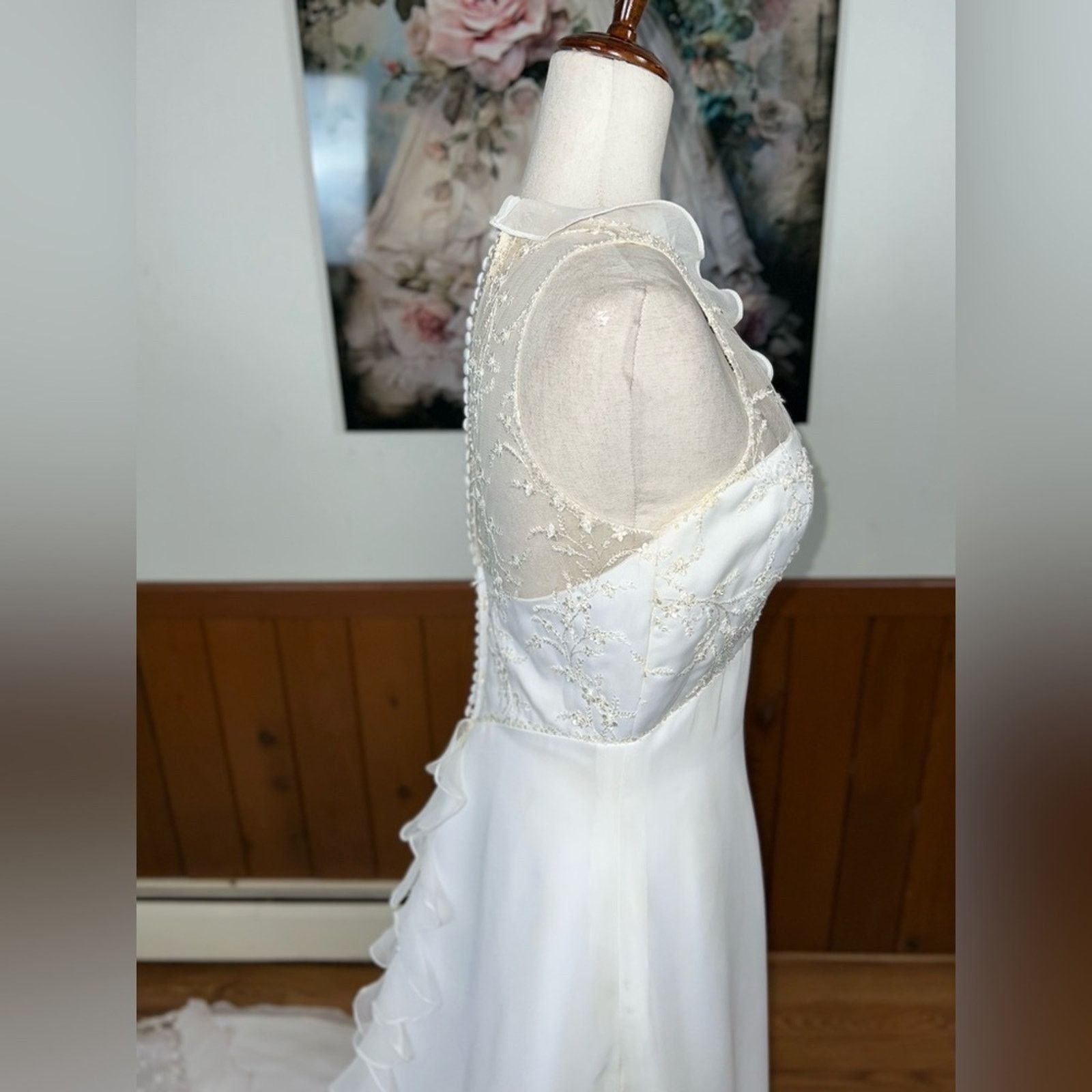 Vintage Vintage 90s Bridal Originals Ruffle Halter Wedding Gown! Size M / US 6-8 / IT 42-44 - 5 Thumbnail