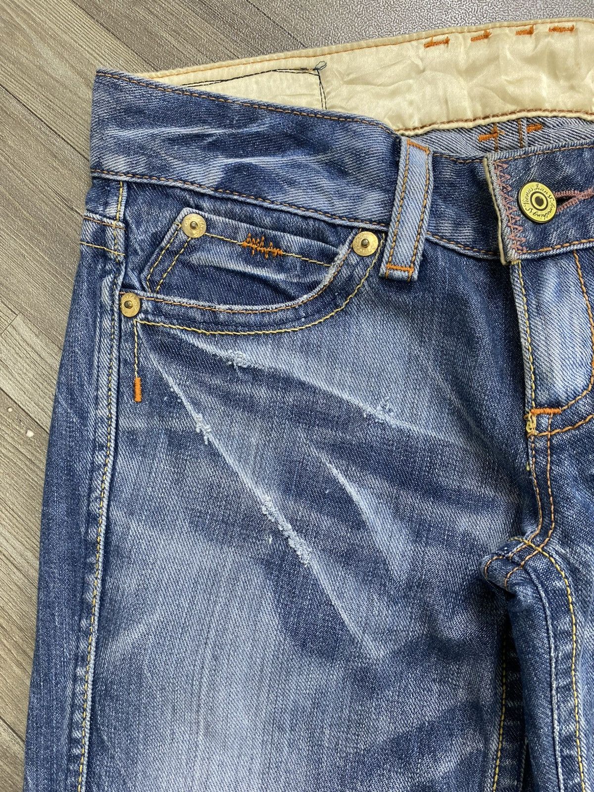 If Six Was Nine 2000s Venus Edwin Distressed Punk Faded Bootcut Flared Jeans Size US 30 / EU 46 - 6 Thumbnail