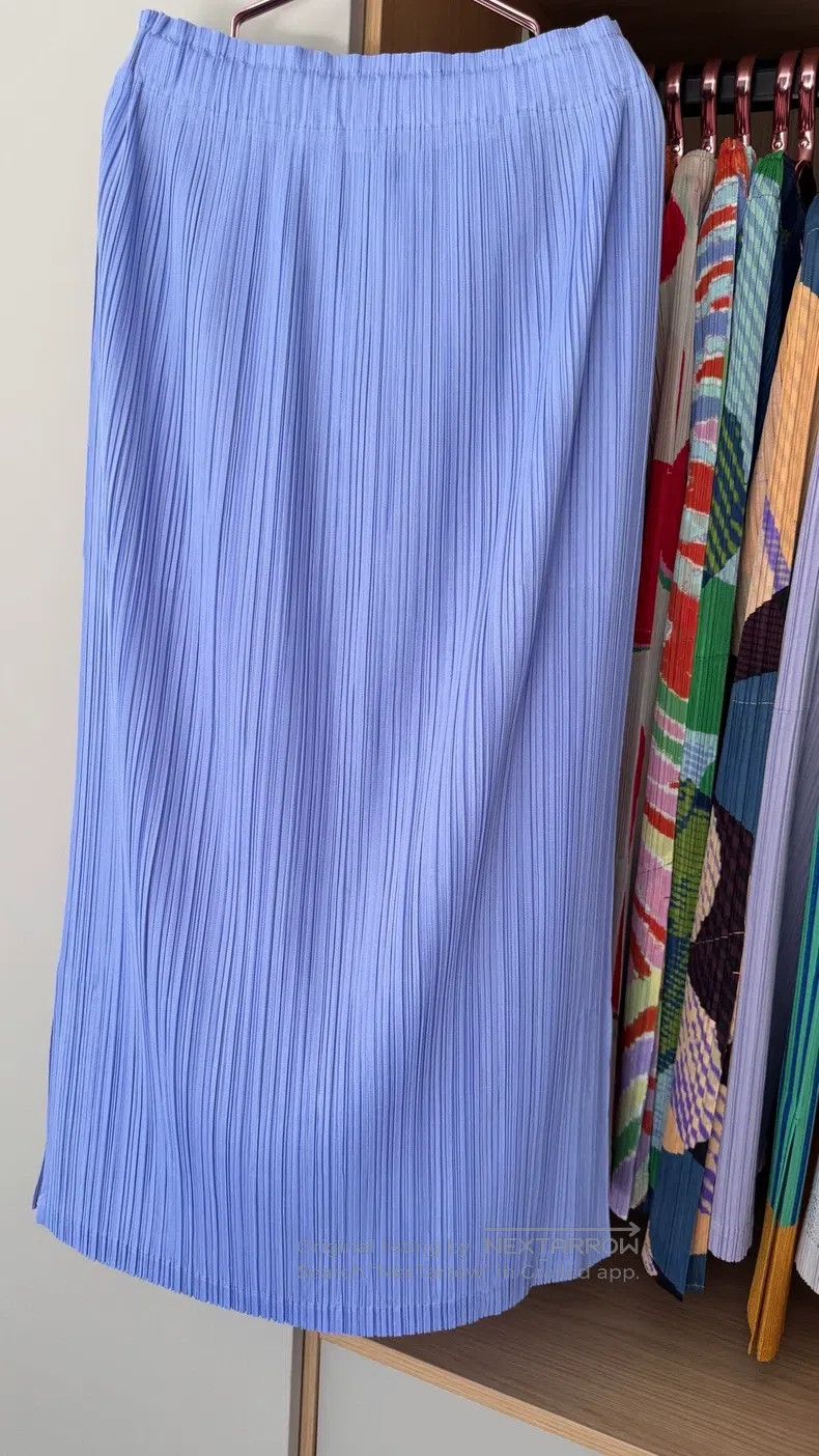 Issey Miyake Issey Miyake Blue Purple Side Slit Midi Skirt Size 25" / US 0 / IT 36 - 2 Thumbnail