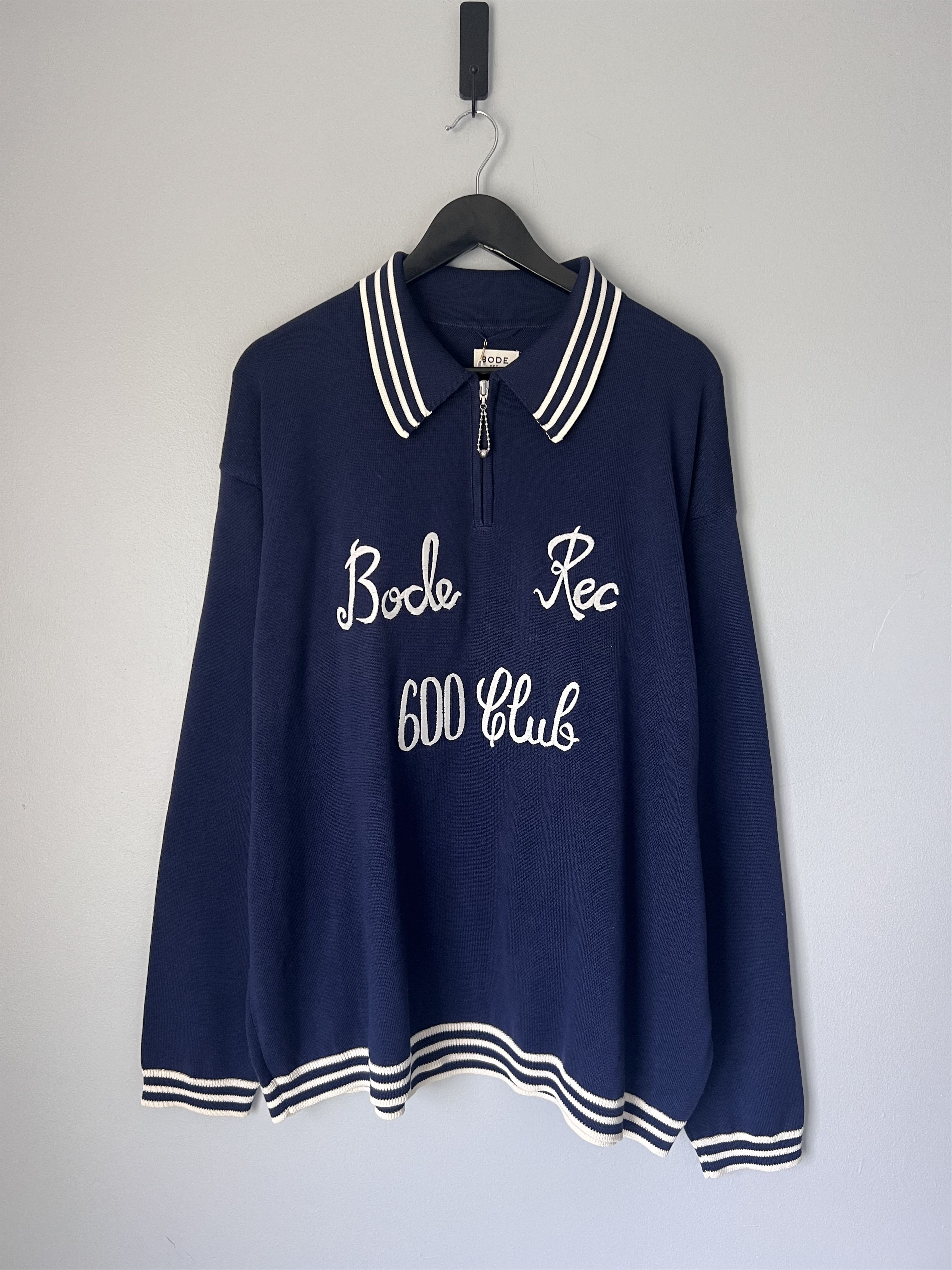 Bode Bode Club Long Sleeve Polo in Navy Size US XL / EU 56 / 4 - 1 Thumbnail
