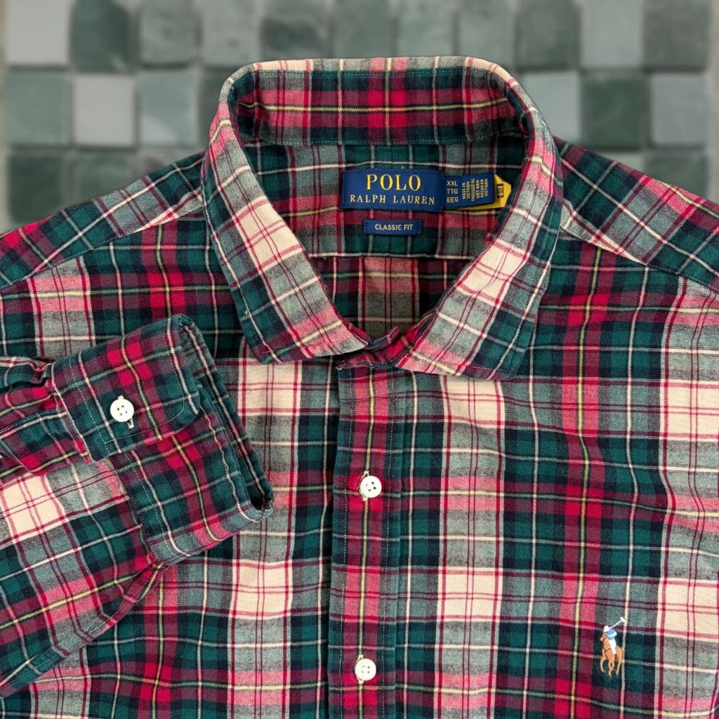 Polo Ralph Lauren VINTAGE Polo Ralph Lauren Classic Fit Flannel Shirt n Multi Lumberjack Plaid Flesh Pony Size US XXL / EU 58 / 5 - 1 Thumbnail