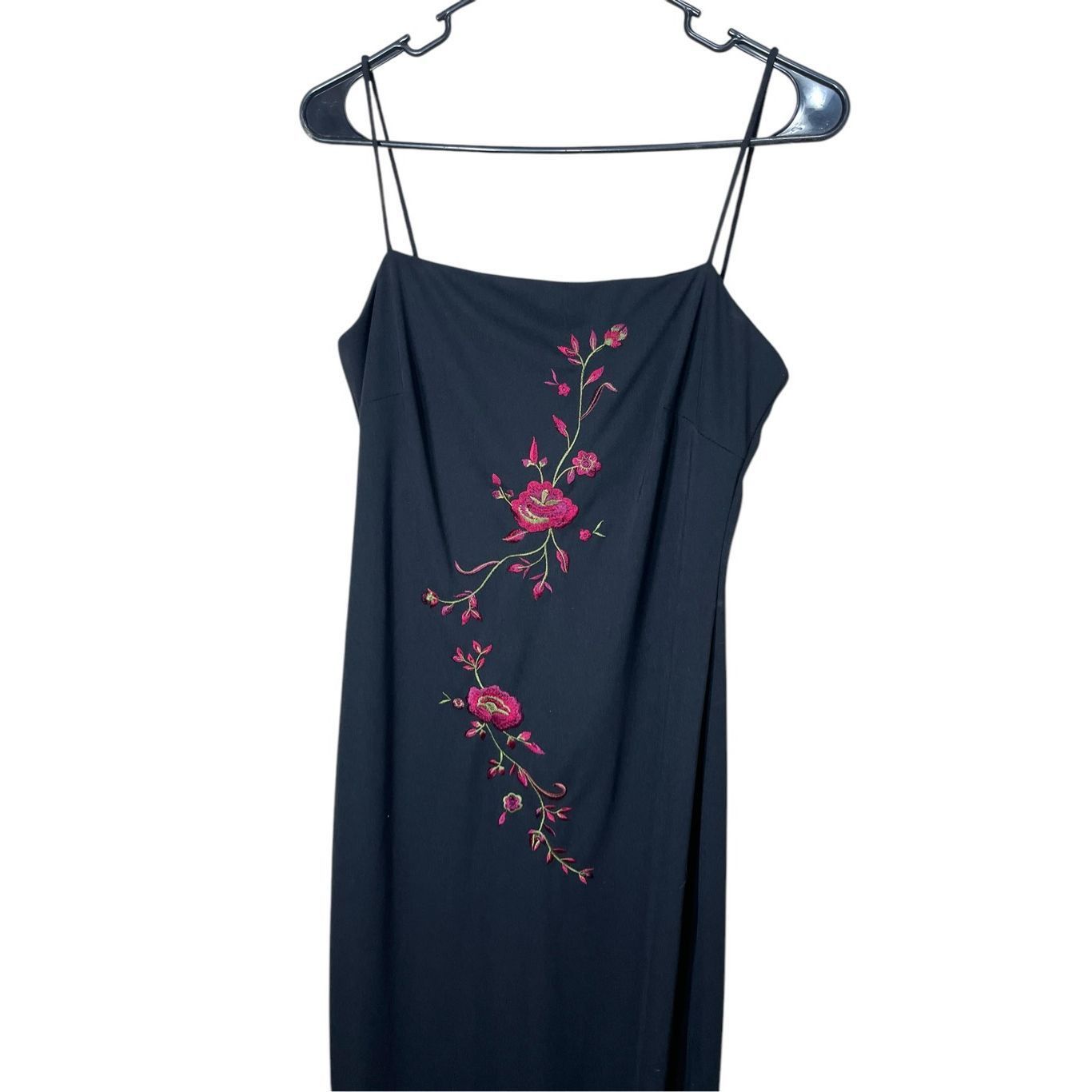 Other Vintage Arianna By Rachel Kaye Y2K Black Maxi Gown Embroider Size L / US 10 / IT 46 - 2 Thumbnail