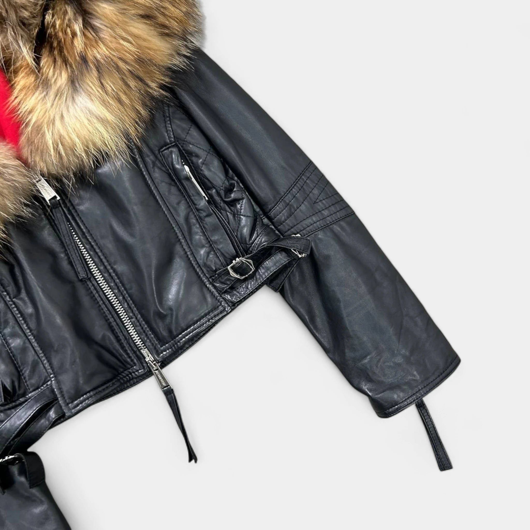 Dsquared2 Dsquared2 Cropped Leather Jacket with Fur Collar Size S / US 4 / IT 40 - 2 Thumbnail