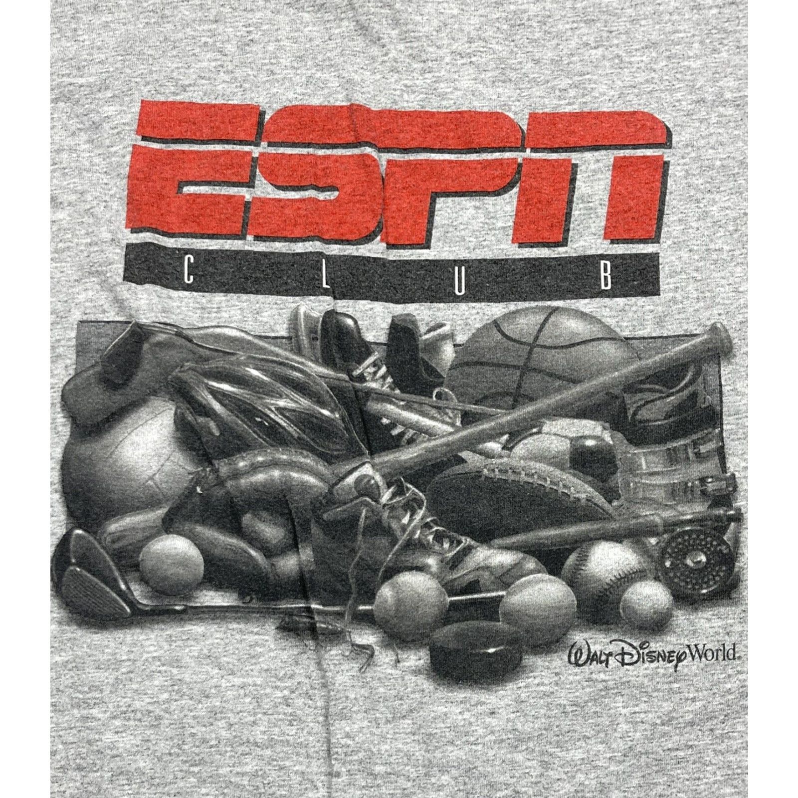 Disney VINTAGE Walt Disney ESPN Club T Shirt Sports Men's T-Shirt XL Gray Crew Neck Short Sleeve Baseball Basketball Hockey 90s/Disney Sports Mens Size US XL / EU 56 / 4 - 5 Thumbnail