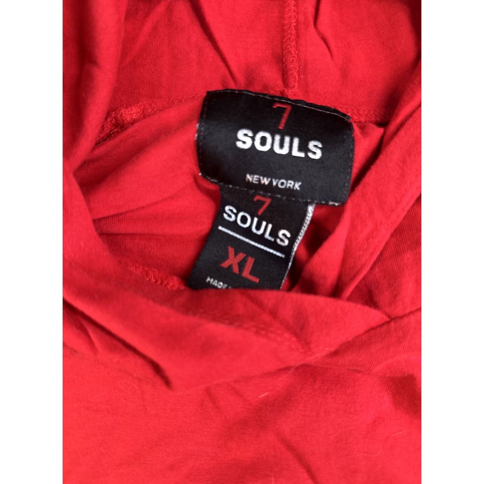 Vintage 7 Souls Hoodie T-Shirt Red XL Men Pullover Regular 7 Souls Brand Logo Mens Size US XL / EU 56 / 4 - 2 Thumbnail