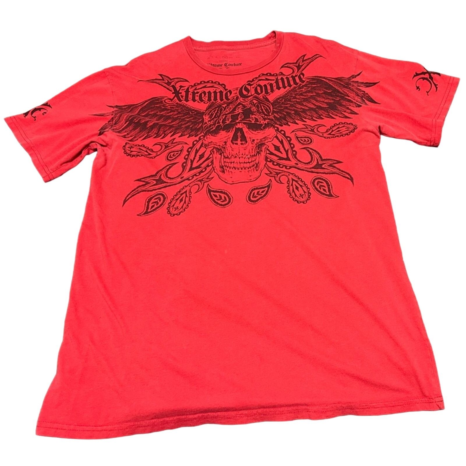 Vintage Xtreme Couture Affliction Y2K Biker Head Skull T-Shirt Size US XL / EU 56 / 4 - 1 Thumbnail