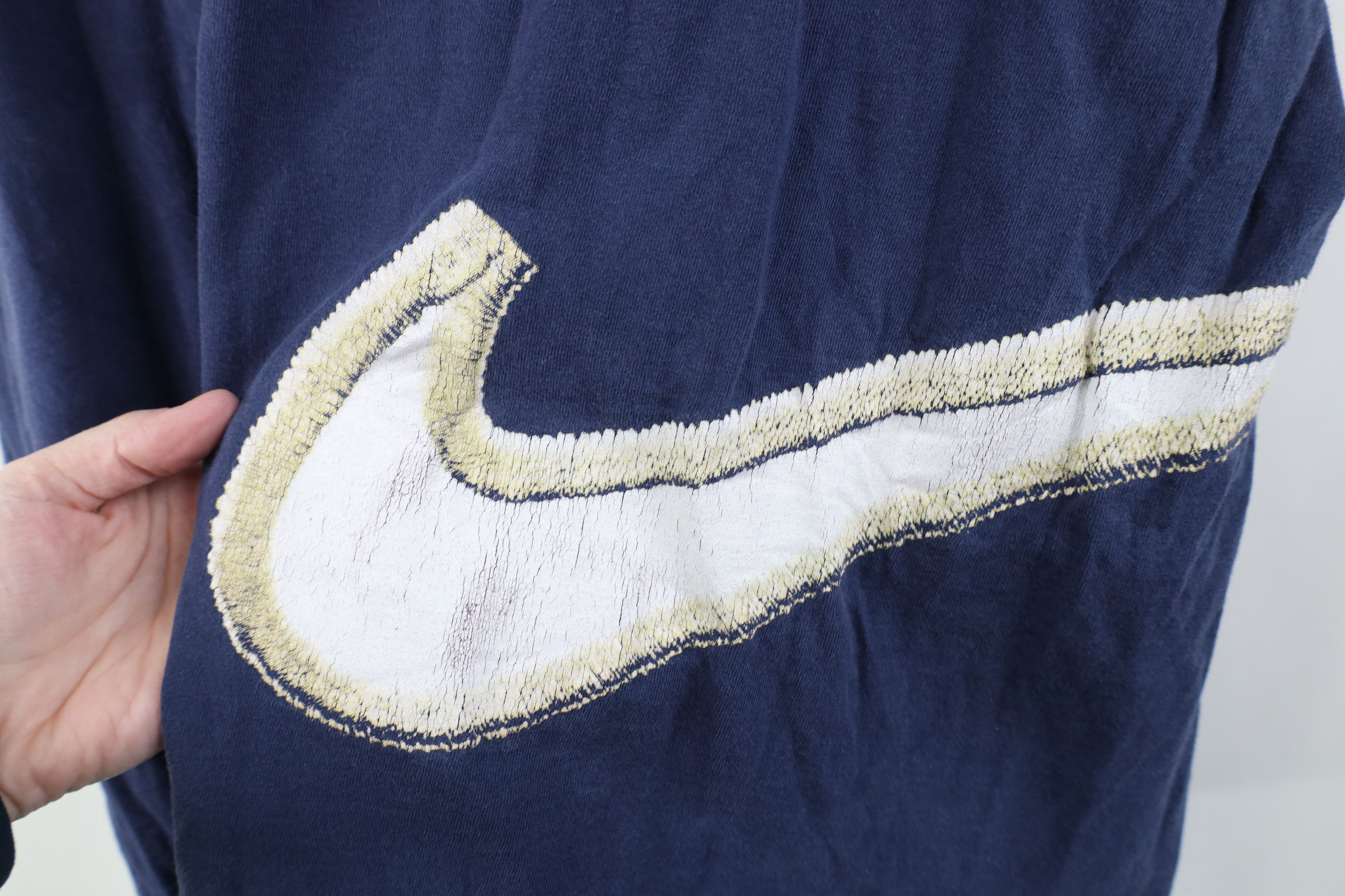 Nike Vintage 90s Nike Travis Scott Big Swoosh T-Shirt Blue USA Size US L / EU 52-54 / 3 - 12 Thumbnail