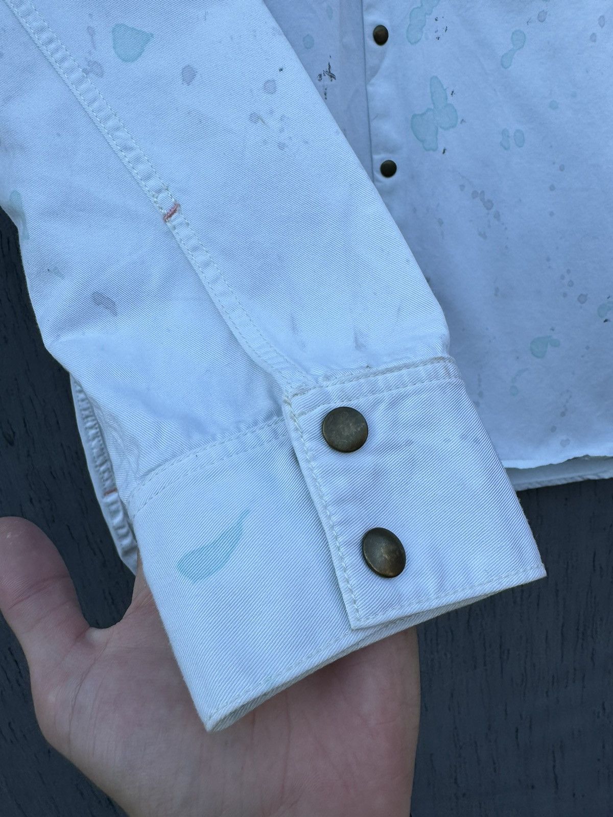 Acne Studios Acne Studios Bla Konst Splatter Painted Denim shirt size M/L Size US M / EU 48-50 / 2 - 6 Thumbnail