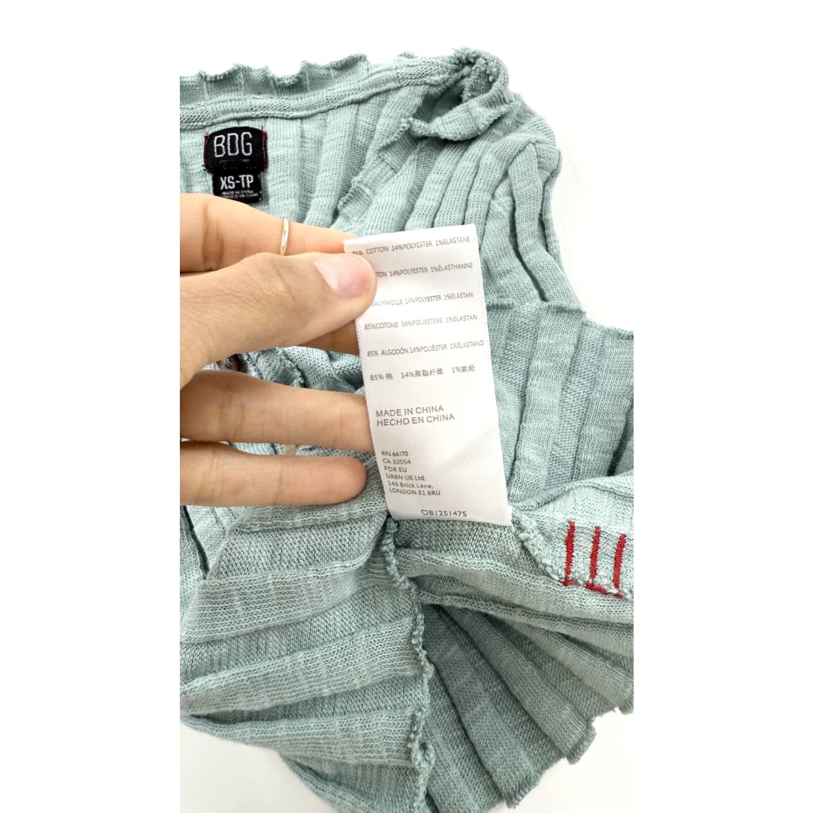 Bdg BDG Shirt Womens XS Cropped Ribbed Knit Button Front Short Sleeve Top Urban Green Cardigan Casual 90s Womens Size XS / US 0-2 / IT 36-38 - 4 Thumbnail