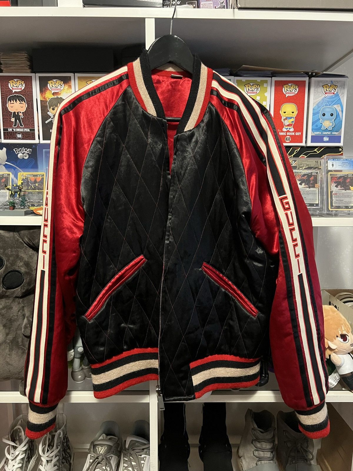 Gucci Gucci Bomber Black Red Brown Satin Size US M / EU 48-50 / 2 - 2 Thumbnail
