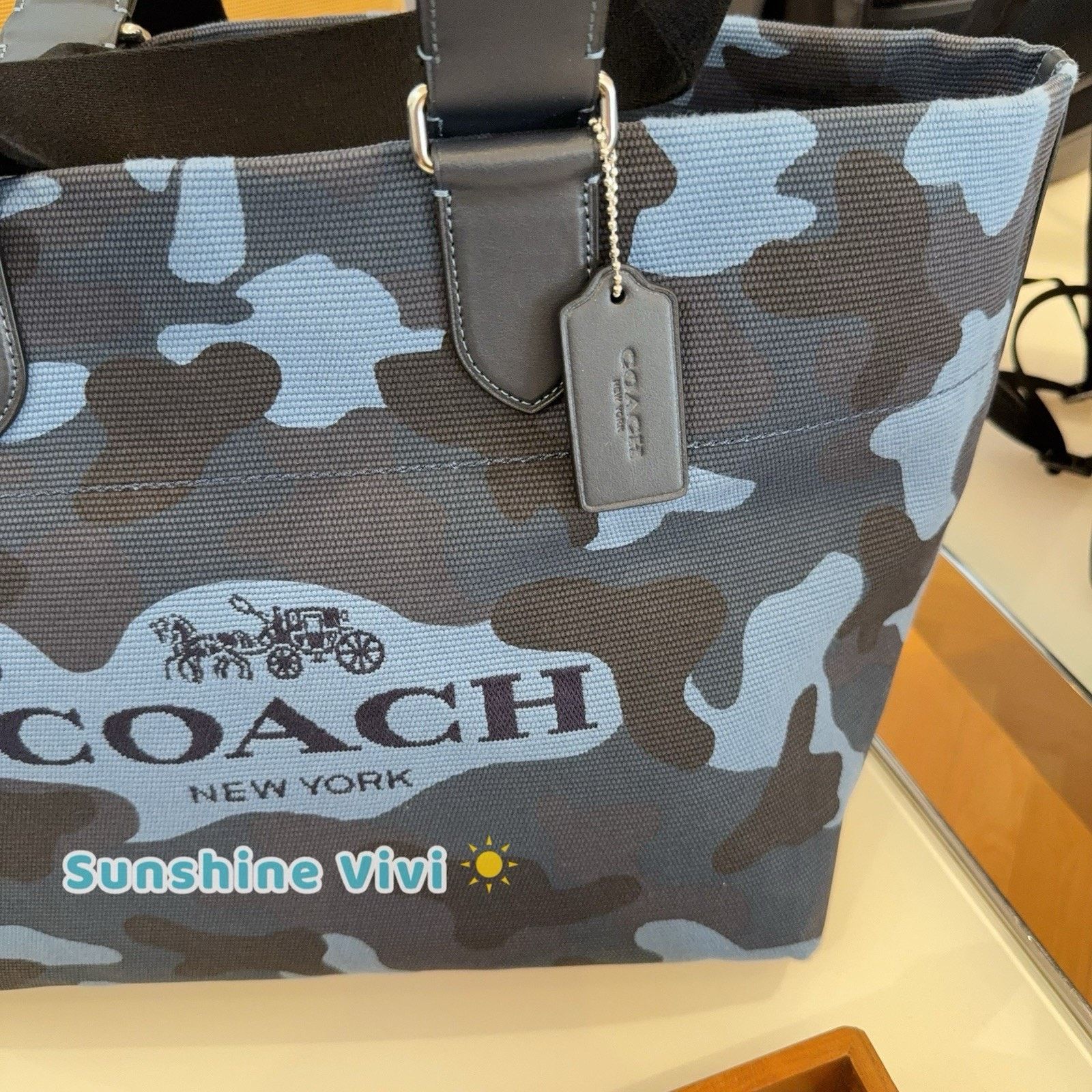 Coach NWT Coach MEN Small Tour Tote Bag Camo CDQ74 Silver/Blue Size ONE SIZE - 2 Thumbnail