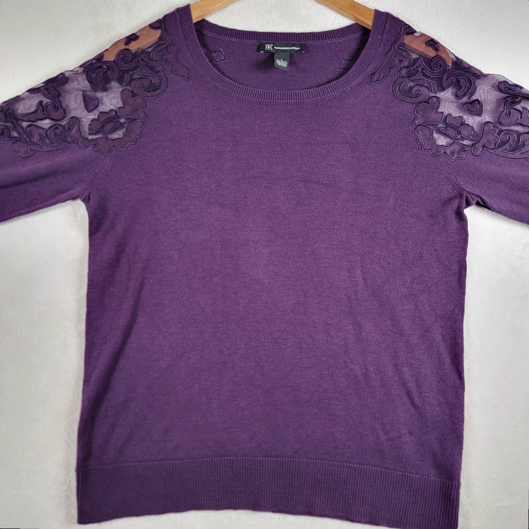 Vintage INC International Concepts Cardigan Sweater Women's Large Purple Blackberry Jam Floral Knit NWT Size L / US 10 / IT 46 - 2 Thumbnail