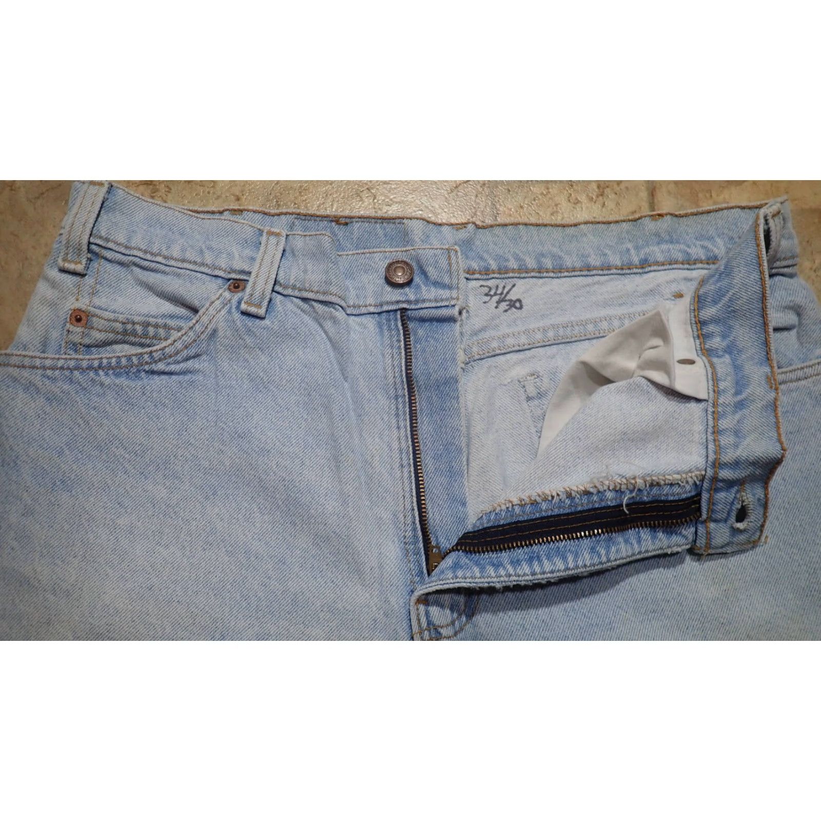 Levi's VINTAGE Levi's 550 Jeans Denim Distressed Orange Tab USA Made 34x30 90s Retro Western Bohemian Classic Men's Pants Jeans 34x30 Blue Distressed Size US 34 / EU 50 - 6 Thumbnail