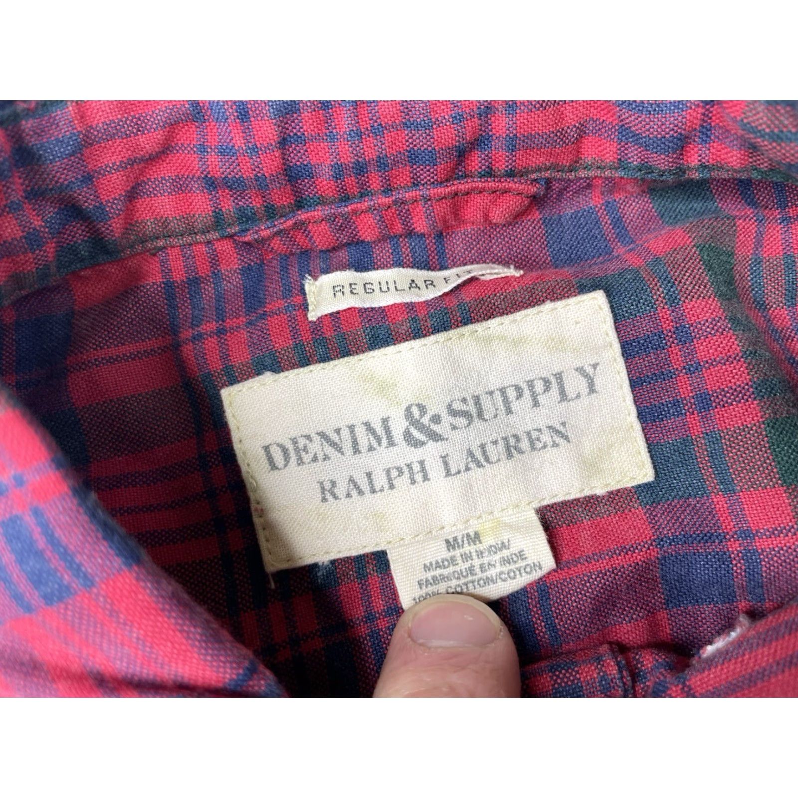 Vintage DENIM & SUPPLY RALPH LAUREN Shirt Mens Button-Up Oxford Cotton Red Plaid Long Sleeve Button-Down Collar M Regular Size US M / EU 48-50 / 2 - 3 Thumbnail