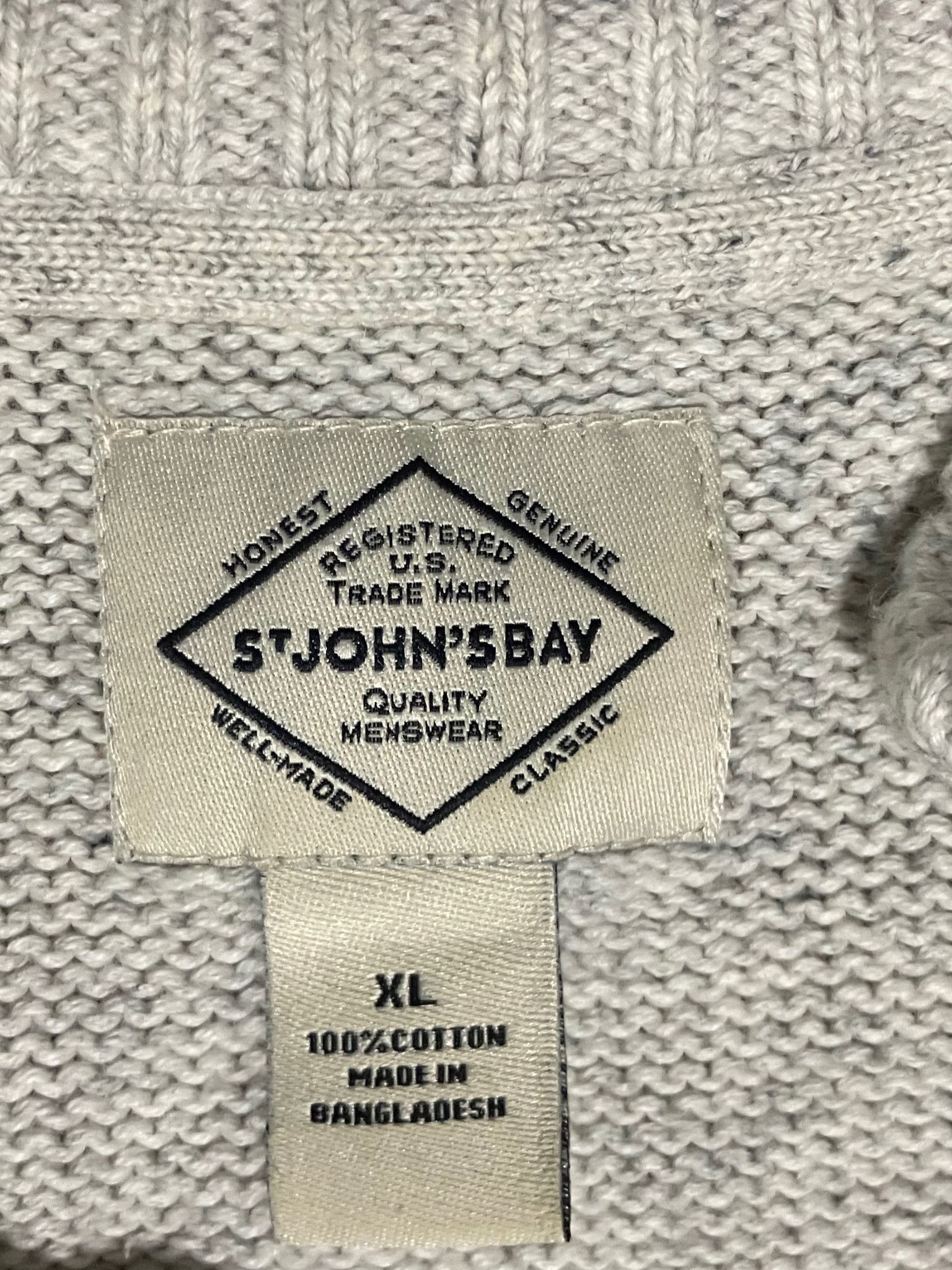 St. Johns Bay St. John’s Bay Men’s Cable Knit Henley Sweater Gray XL Size US XL / EU 56 / 4 - 7 Thumbnail