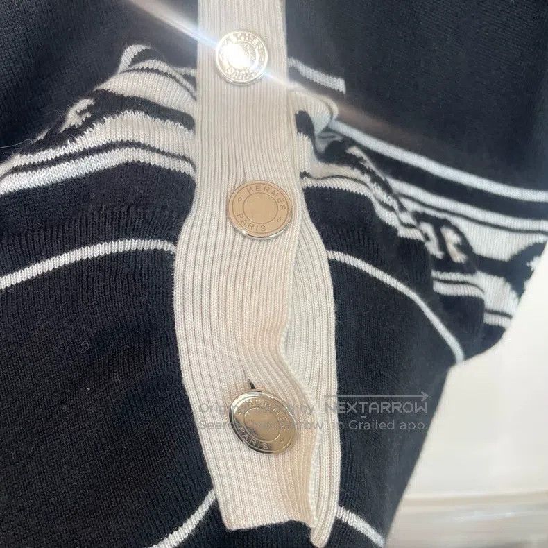 Hermes Hermes Knit Cardigan Short-Sleeve - Black and White with C Size XS / US 0-2 / IT 36-38 - 3 Thumbnail