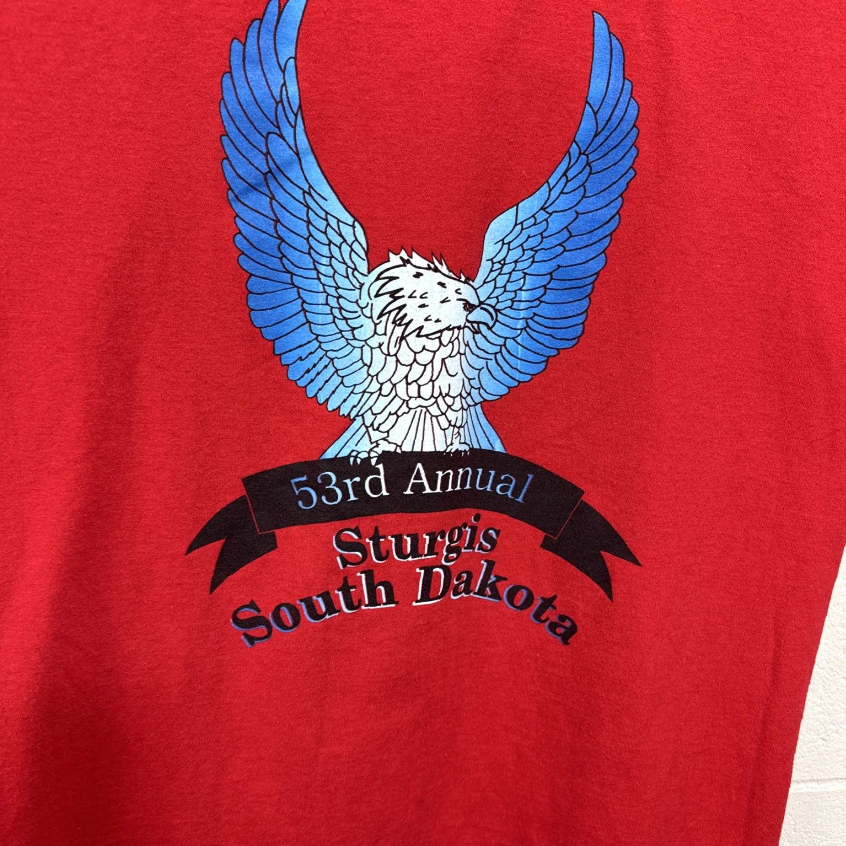 Vintage VINTAGE 90s BLACK HILLS 53TH ANNUAL MOTORCYCLE RALLY STURGIS T Shirt Red Eagle L Unisex Adult, Shirt, 1990s, Graphic Tee, Grunge, 100% Cotton Size US L / EU 52-54 / 3 - 2 Thumbnail