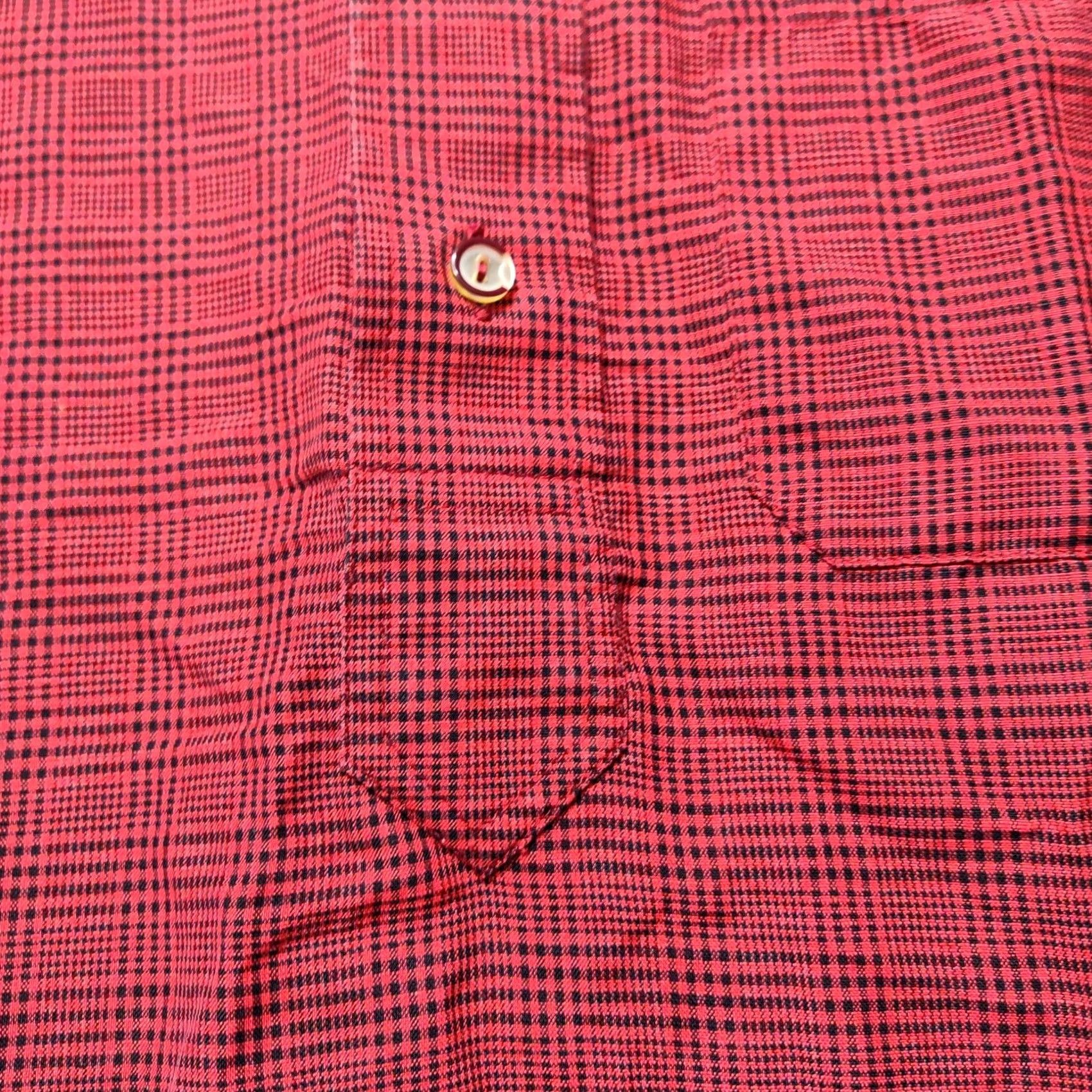 Pierre Cardin VTG PIERRE CARDIN Boutique Paris Men 3 (XL) Red Plaid 1/2 Button Tunic Shirt EUC Size US XL / EU 56 / 4 - 7 Thumbnail
