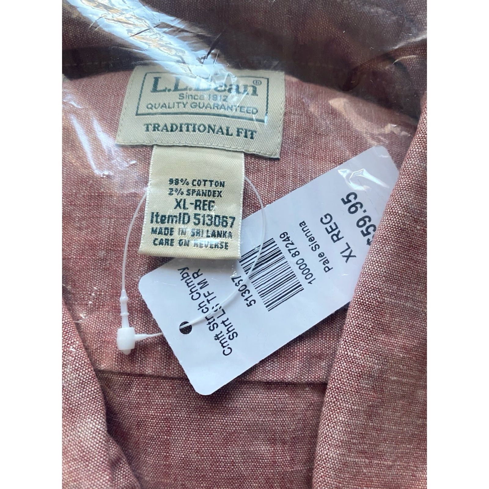 Vintage LL Bean Comfort Stretch XL Long Sleeve Button-Down Shirt Mens Pale Sienna NWT Size US XL / EU 56 / 4 - 5 Thumbnail