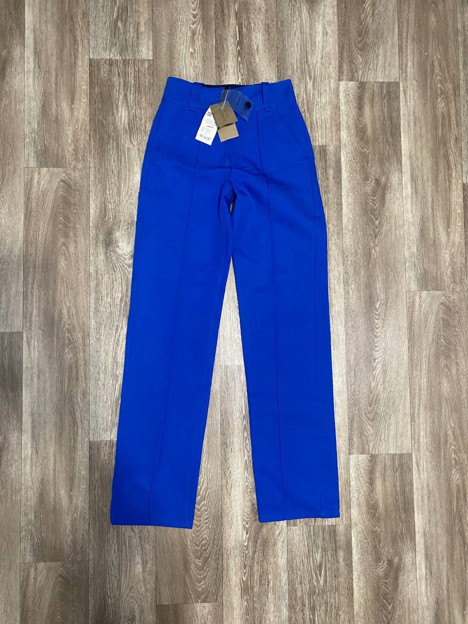 image of Burberry Royal Smart Casual High Waist Wide Leg Pants in Blue, Women's (Size 26)