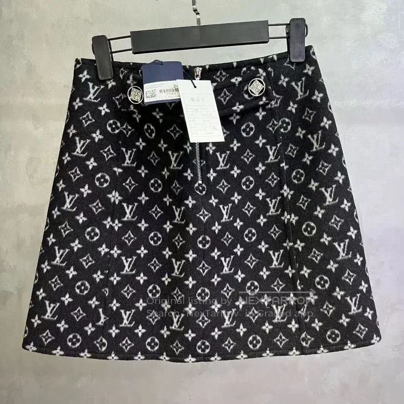 Louis Vuitton Black Logo Mini Skirt.
