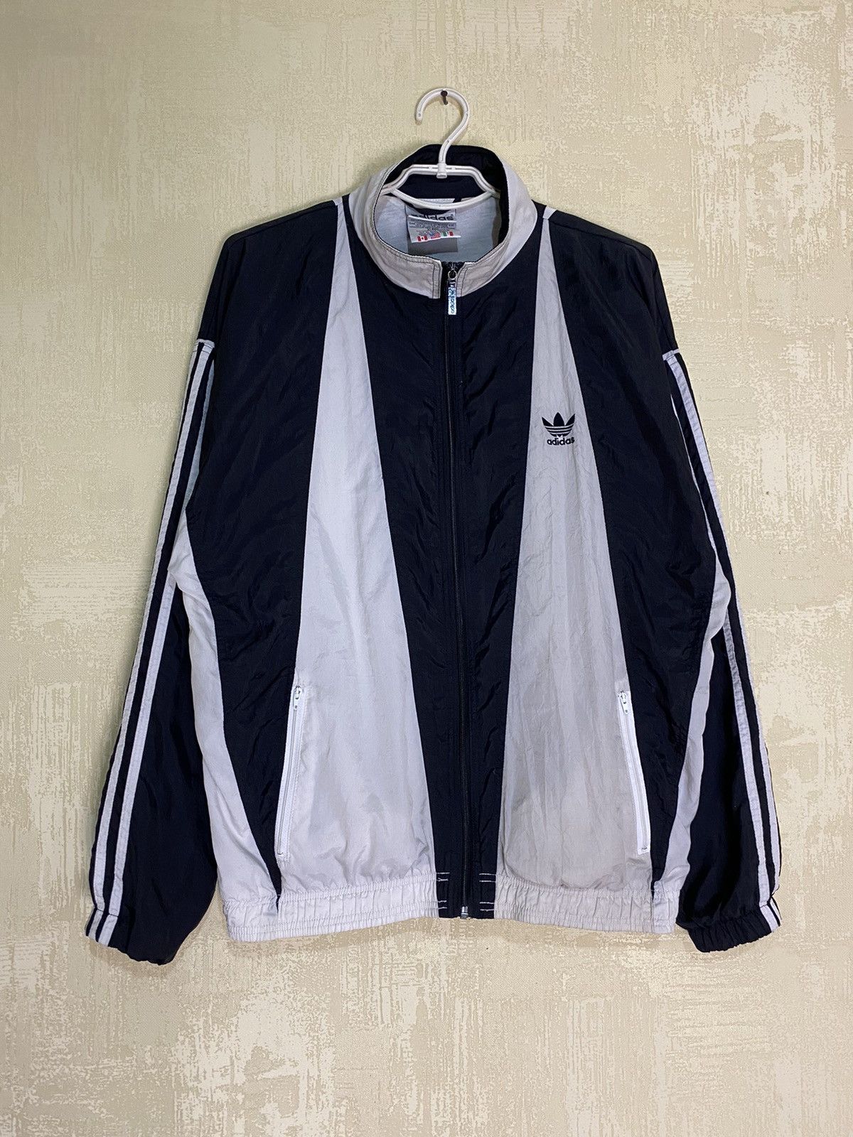 Adidas Streetwear Vintage VINTAGE 90s ADIDAS WINDBREAKER LIGHT JACKET WHITE BLACK Grailed