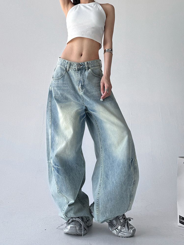 Japanese Brand American retro hip-hop street style washed curved jeans Size US 32 / EU 48 - 3 Thumbnail