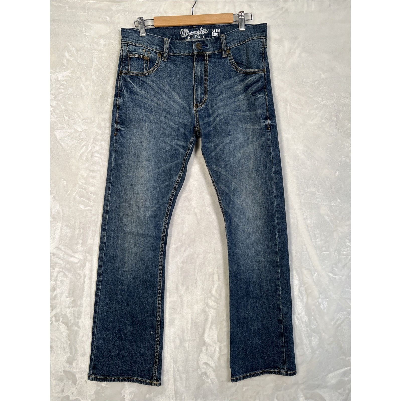 Wrangler Wrangler Jeans Mens 32x34 Retro Slim Boot Leg Blue Denim Size US 32 / EU 48 - 2 Thumbnail