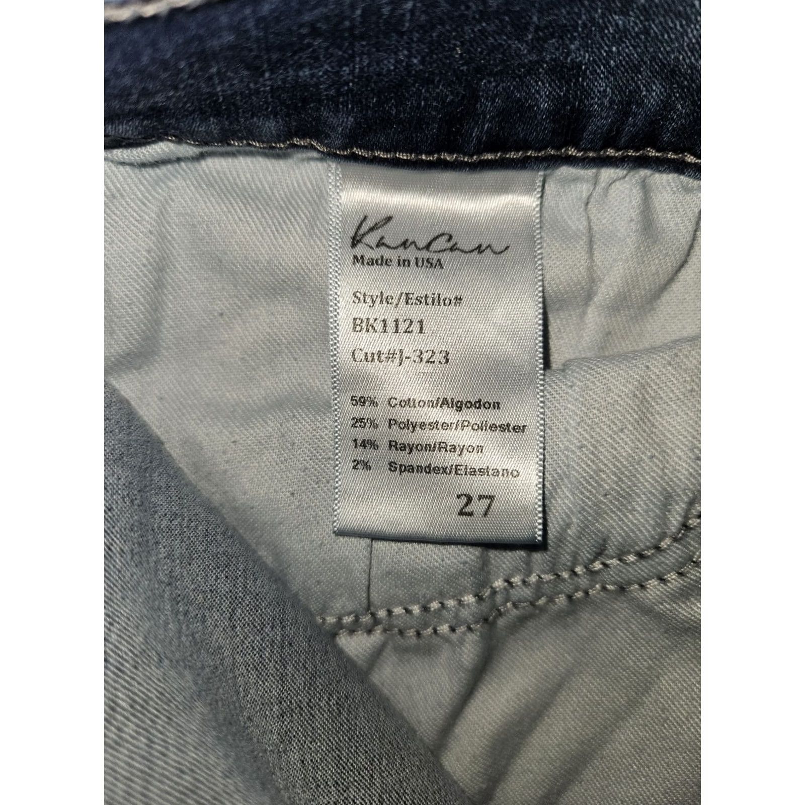Vintage Kancan Jeans Juniors 27 Low Rise Cropped Ankle Zip Blue Denim Stretch City Preppy Logo Pockets 25 Inseam Wool? (Correction: remove) Size 27" / US 4 / IT 40 - 4 Thumbnail