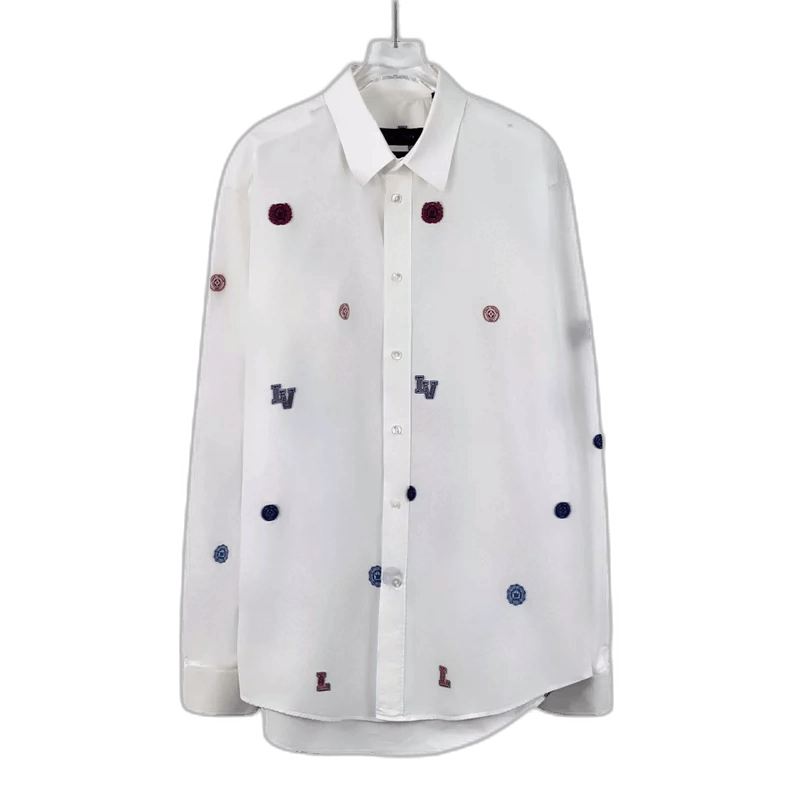Louis Vuitton Louis Vuitton Embroidered Logo Long Sleeve Shirt-yf Size US XL / EU 56 / 4 - 1 Thumbnail
