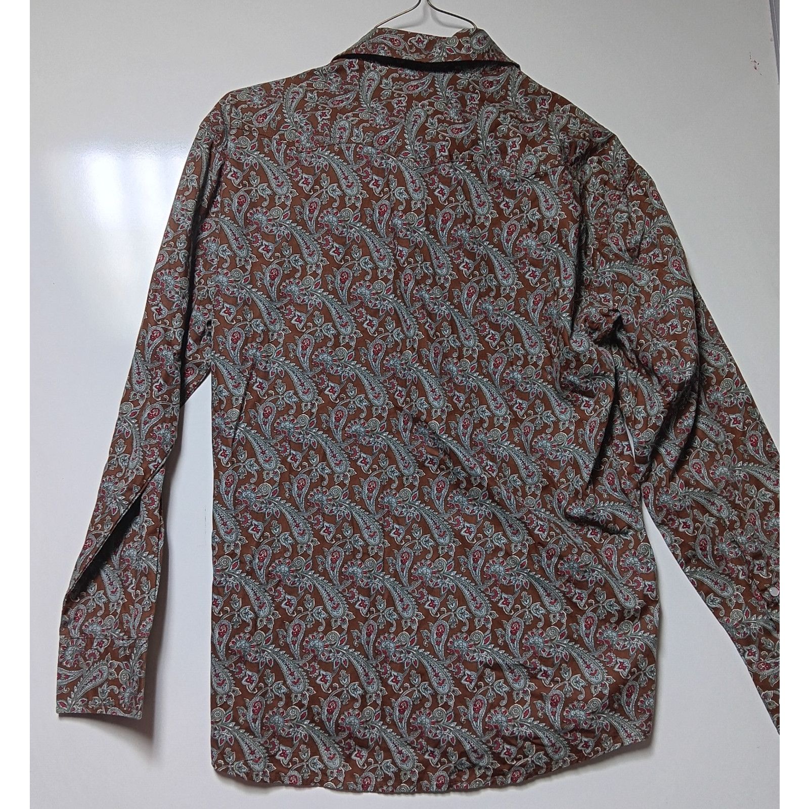Roper Roper Men Western Shirt Medium Brown Red Paisley Long Sleeve Size US M / EU 48-50 / 2 - 2 Thumbnail