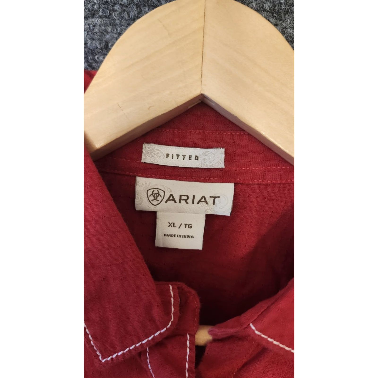 Ariat Ariat Shirt Womens XL Red Western Snap Button Studded Fitted Long Sleeve Top Size XL / US 12-14 / IT 48-50 - 2 Thumbnail