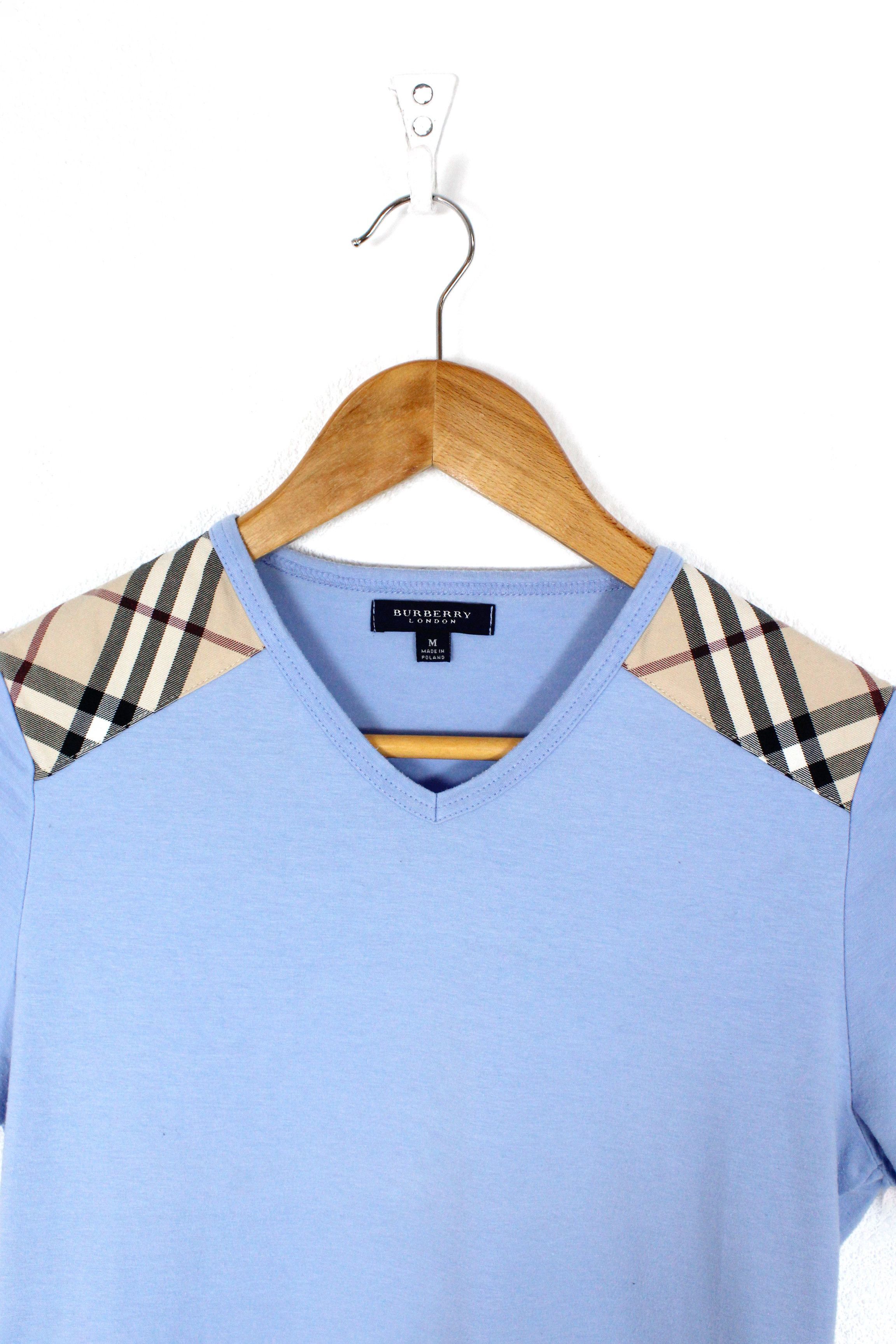 Burberry Burberry Shoulders Beige Check Nova Blue Tee Tshirt Size M / US 6-8 / IT 42-44 - 2 Thumbnail