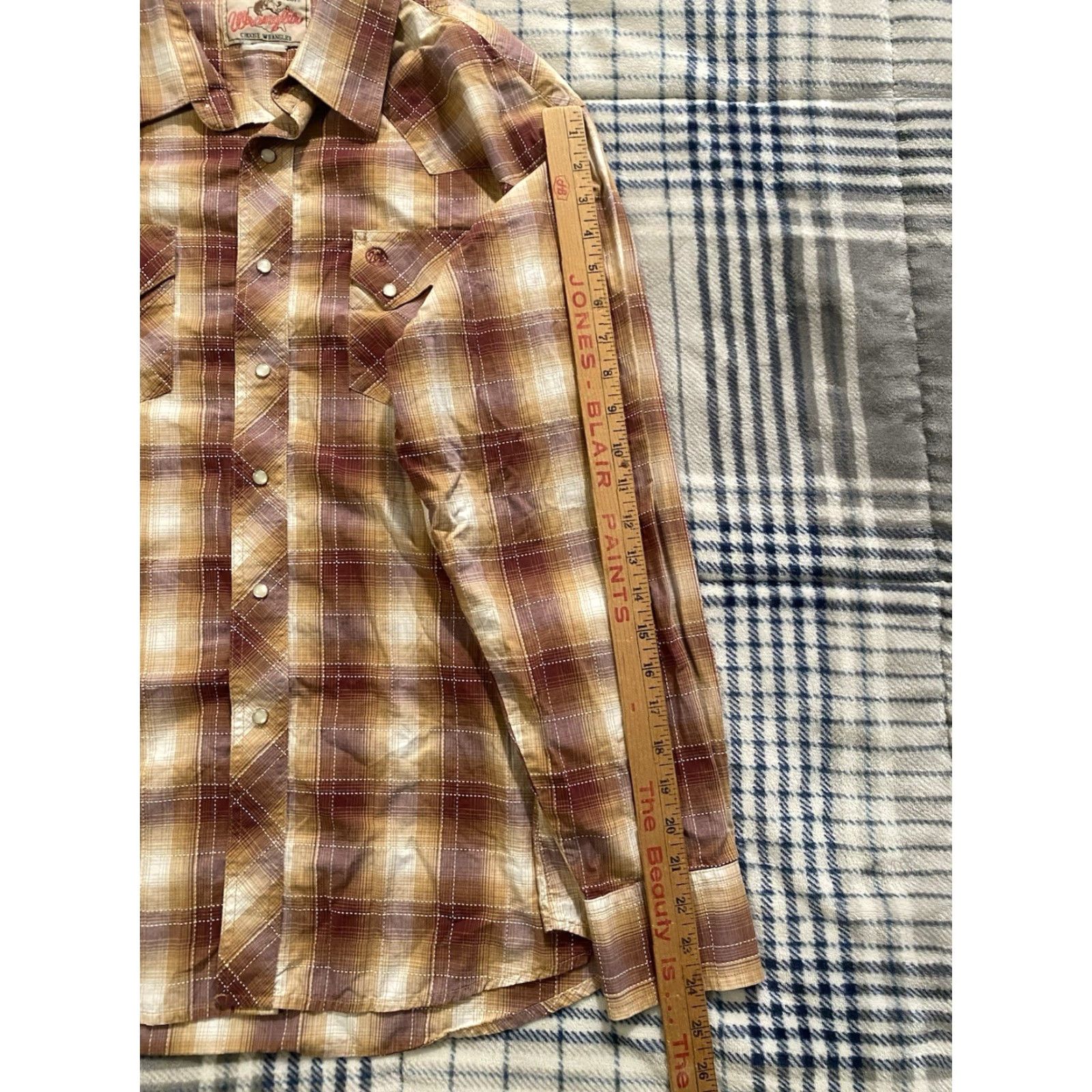 Wrangler VINTAGE Wrangler Pearl Snap Shirt Long Sleeve Plaid 2XL Brown Cotton Cowboy Western Mens Size US XXL / EU 58 / 5 - 5 Thumbnail