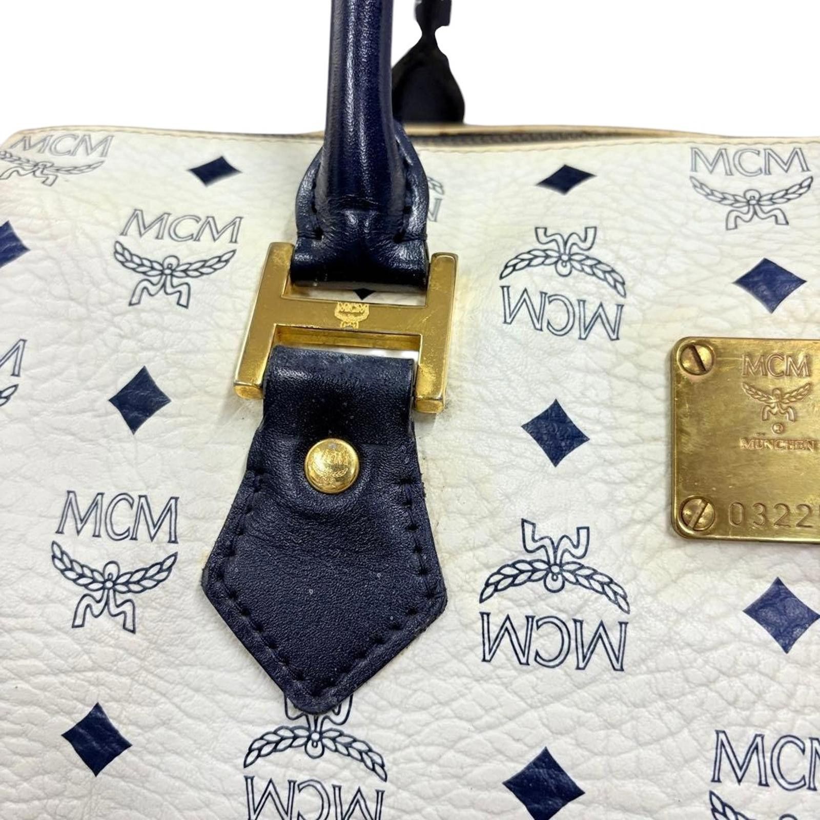 MCM MCM - Women's Satchel Bag White with Black Handles Size ONE SIZE - 3 Thumbnail