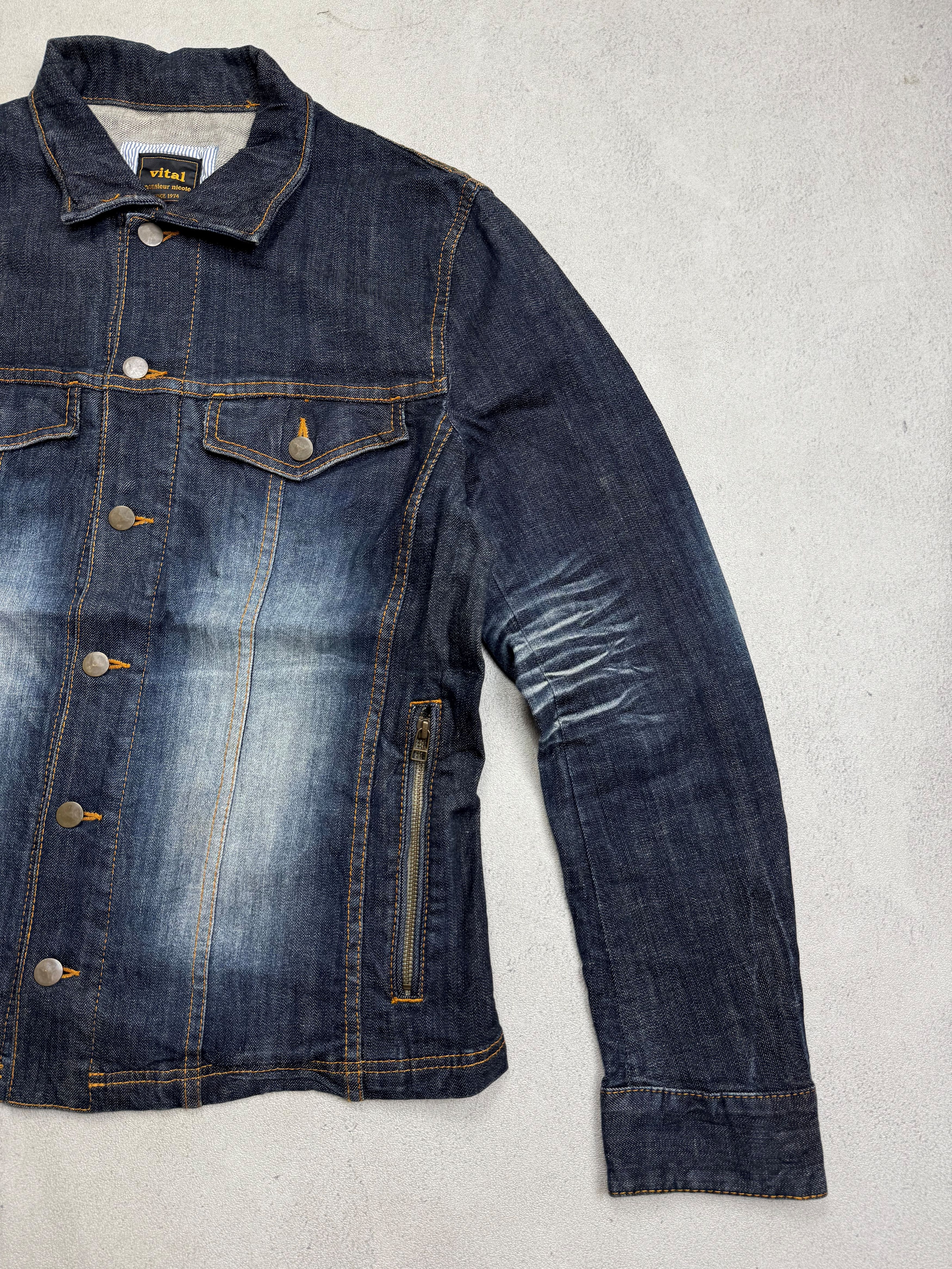 Japanese Brand VITAL Monsieur Nicole Mud Wash Denim Jacket Size US M / EU 48-50 / 2 - 2 Thumbnail