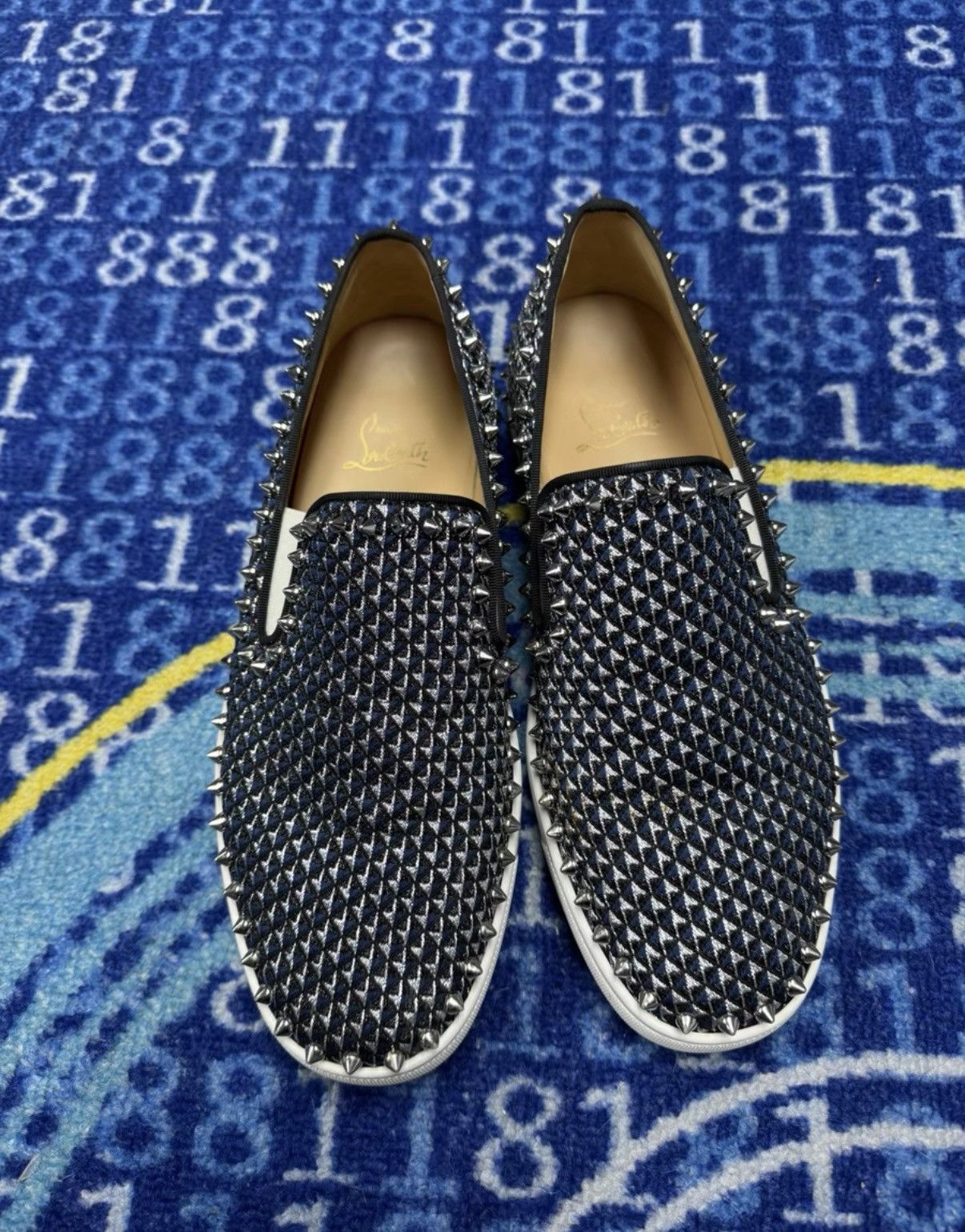 Christian Louboutin Christian Louboutin Black & Silver Studded Slip-On K37 Size US 8.5 / EU 41-42 - 5 Thumbnail