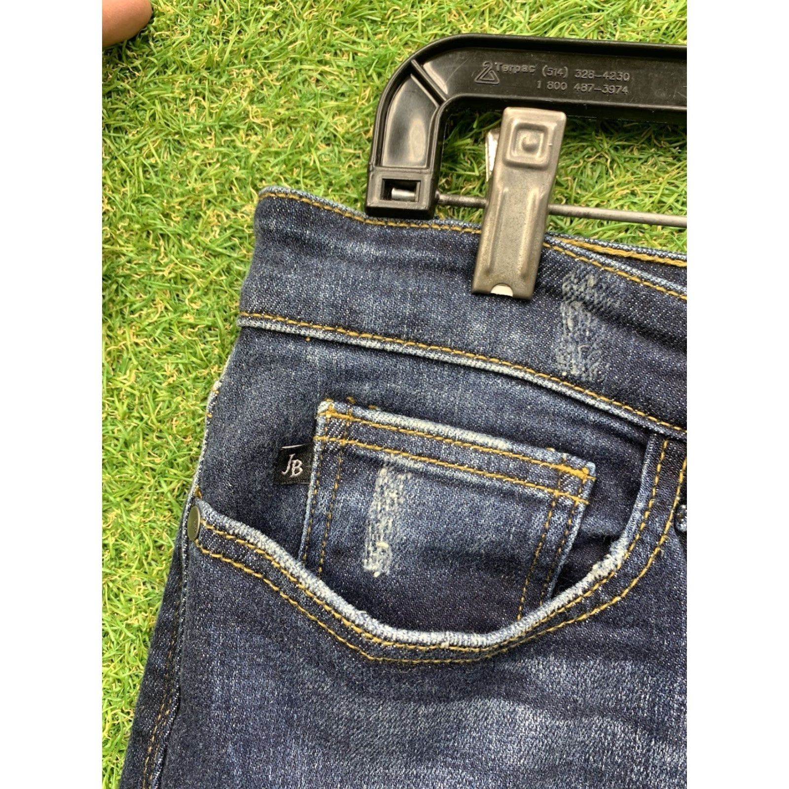 Vintage Judy Blue Jeans Womens 15/32 Skinny Fit JB82210DK Distressed Raw Hem Dark Wash Size 36" / US 14 / IT 50 - 4 Thumbnail