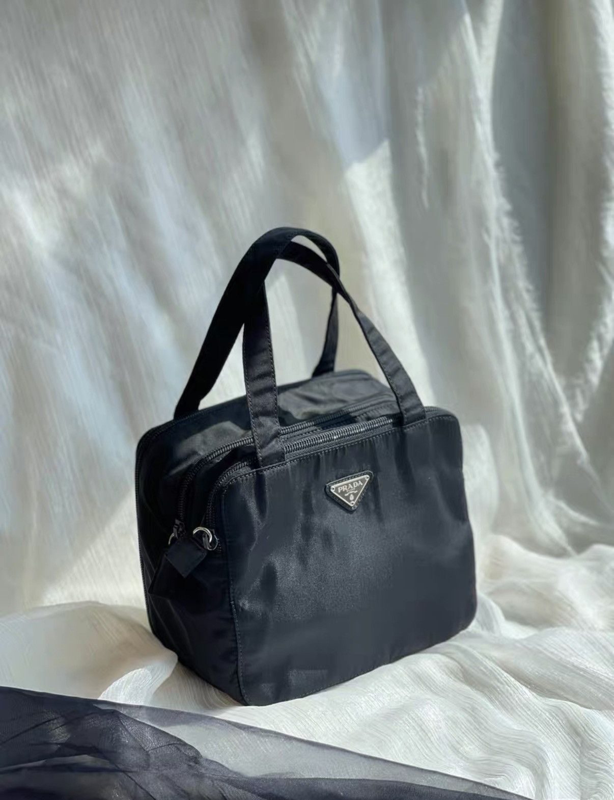 Prada Prada Mini Black & Silver Nylon Tofu Handbag J36 Size ONE SIZE - 1 Thumbnail