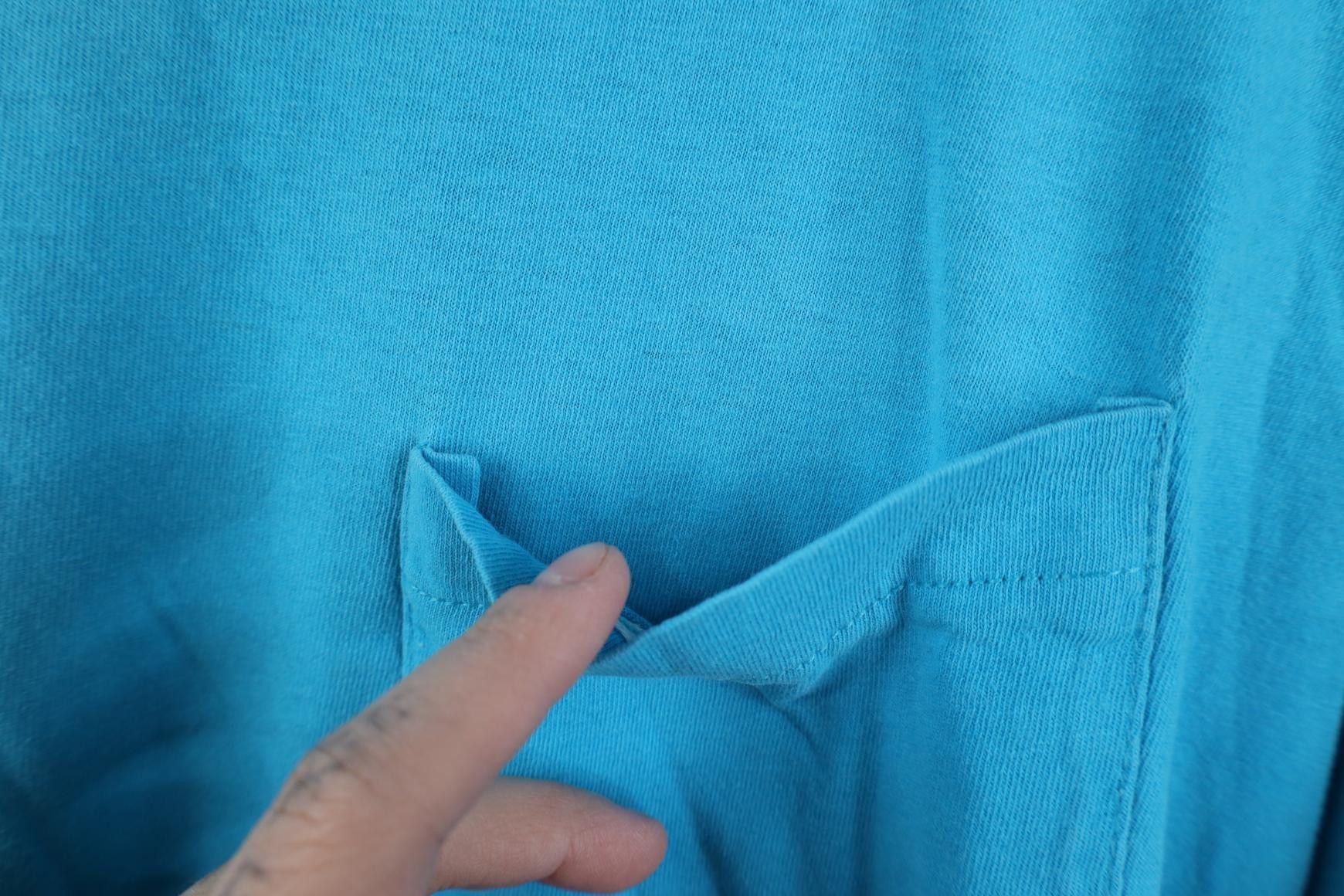 Vintage Vintage 90s Streetwear Blank Cotton Pocket T-Shirt Blue USA Size US XL / EU 56 / 4 - 4 Thumbnail