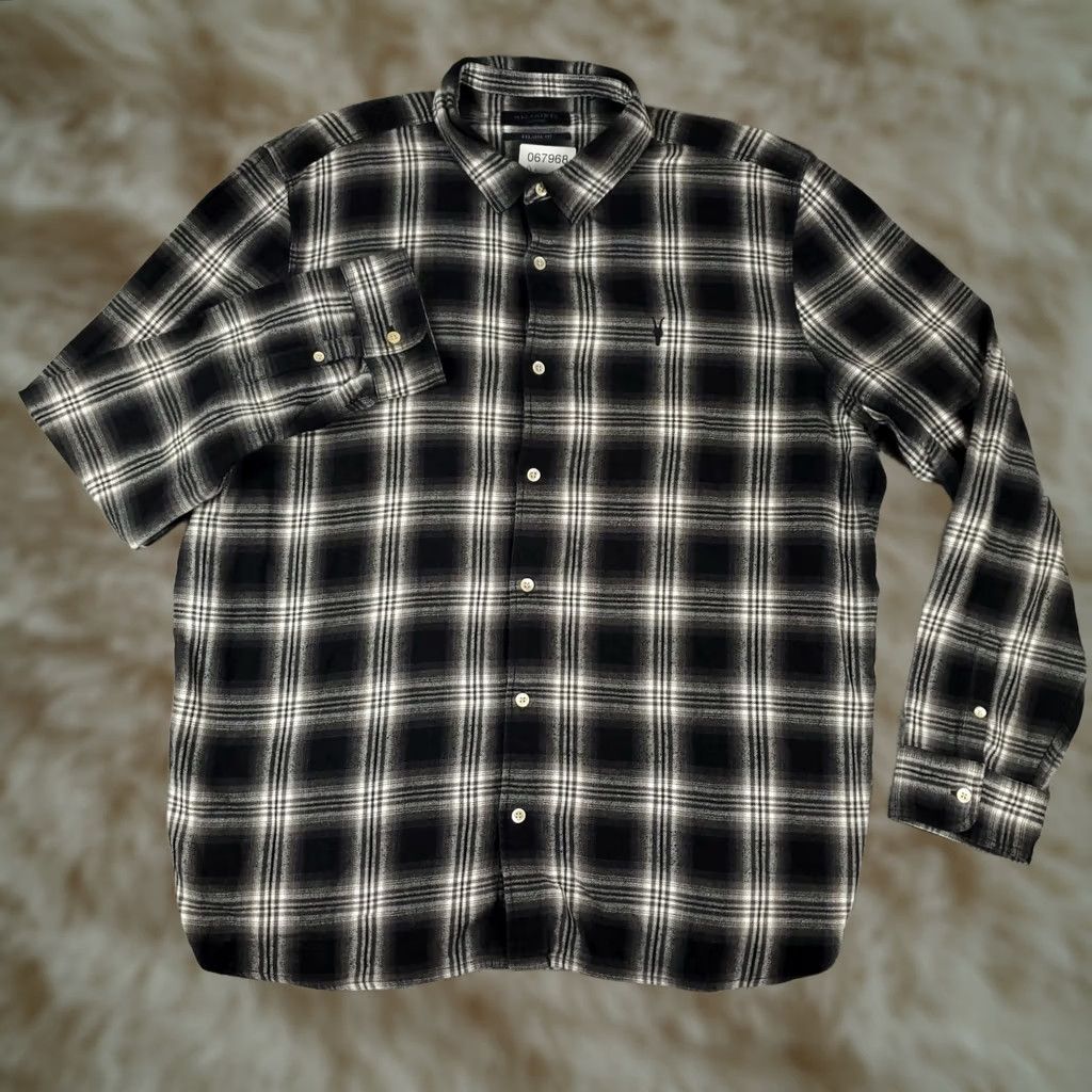 Allsaints Allsaints Shirt Mens 2XL Gray Plaid Flannel Button Up Long Sleeve Casual Dress Shirt Size US XXL / EU 58 / 5 - 1 Thumbnail