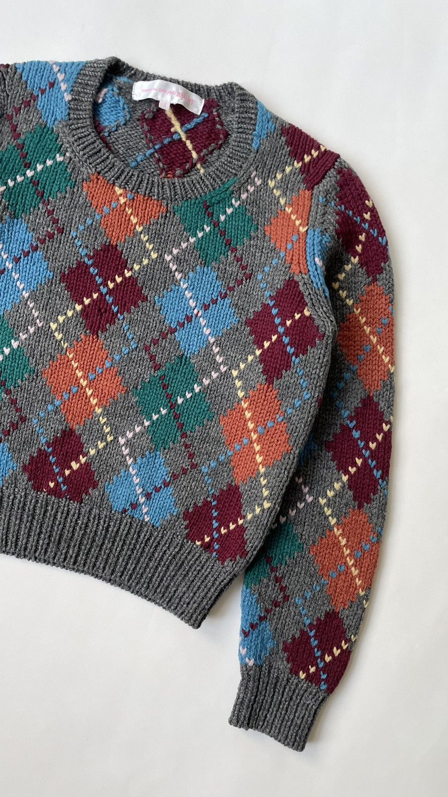 Comme des Garcons Multicoloured Heart Argyle Patterned Sweater Size S / US 4 / IT 40 - 5 Thumbnail