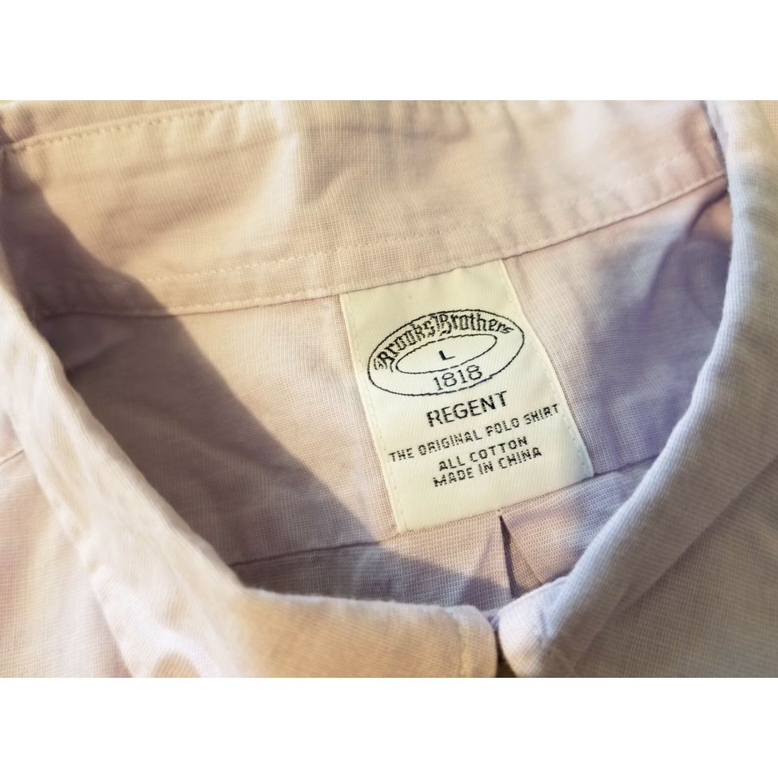 Brooks Brothers Mens Brooks Brothers Dress Shirt L Large Purple Button Cotton Size 42R - 3 Thumbnail