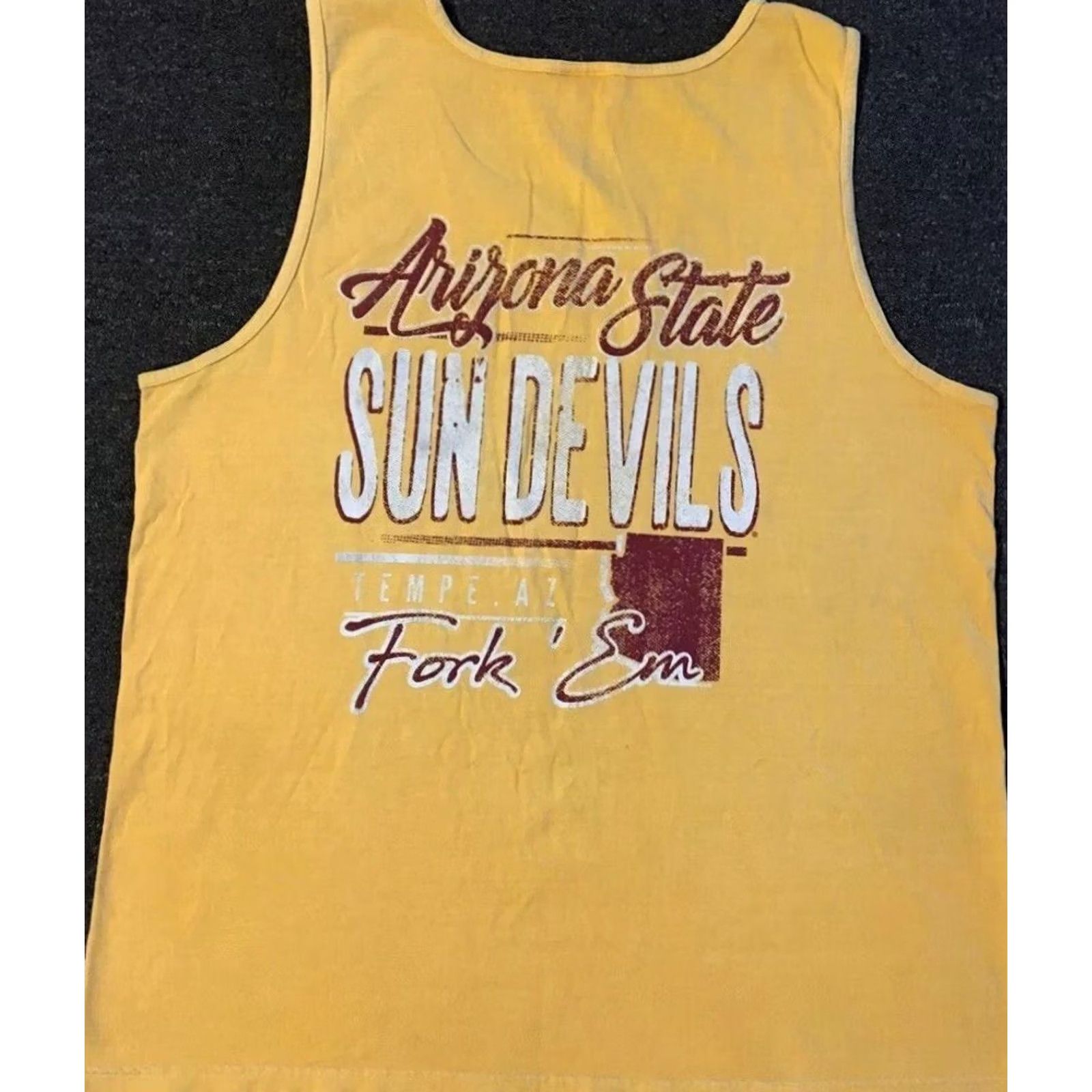 Vintage VINTAGE ASU Sun Devils T-Shirt Sleeveless L Yellow 90s Grunge Track & Field College Refurbished Fork Em Tank Top Mens Size US L / EU 52-54 / 3 - 2 Thumbnail