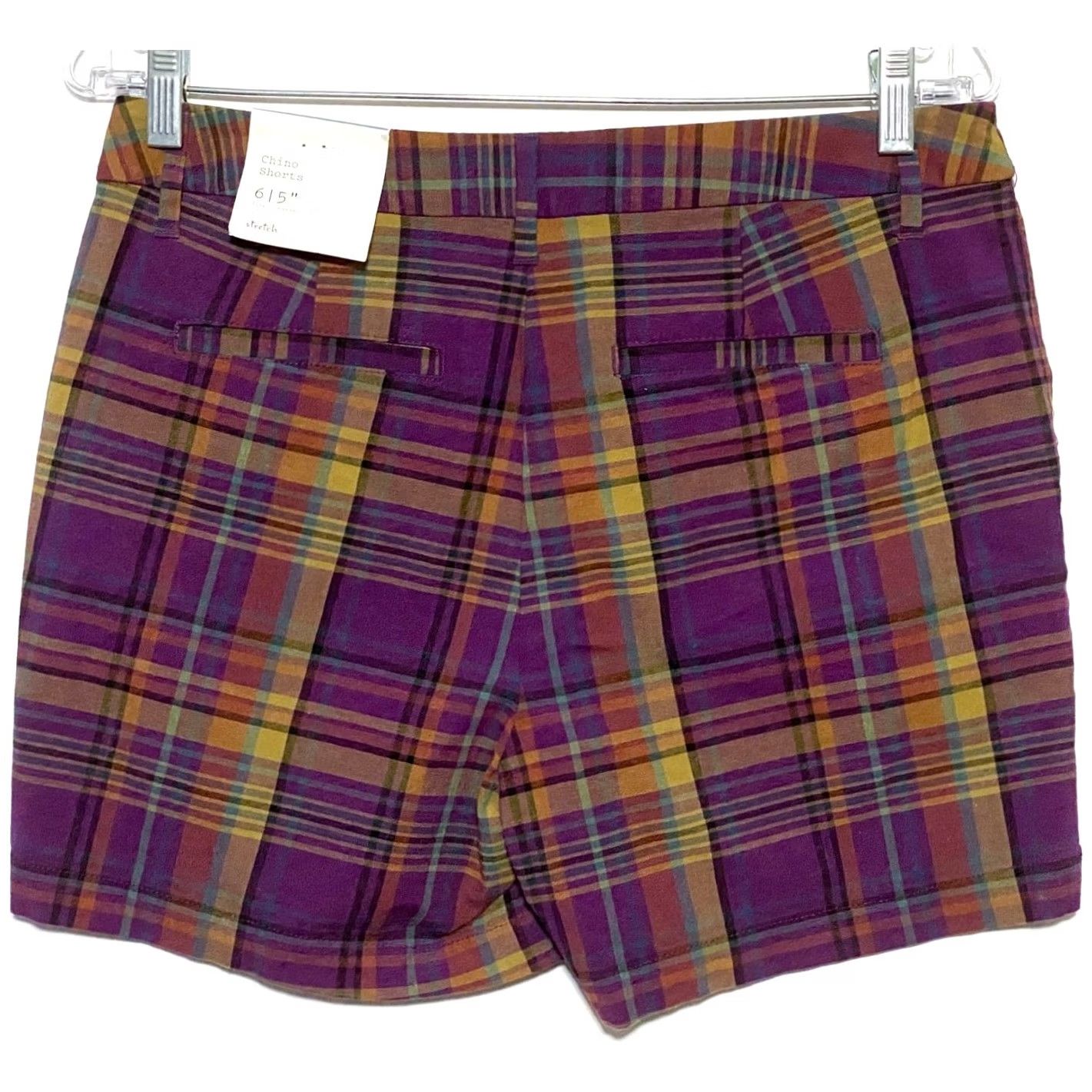 Vintage A New Day Purple Plaid Chino Shorts 6 Stretch Casual Summer Preppy NWT Womens Shorts Size 28" / US 6 / IT 42 - 3 Thumbnail