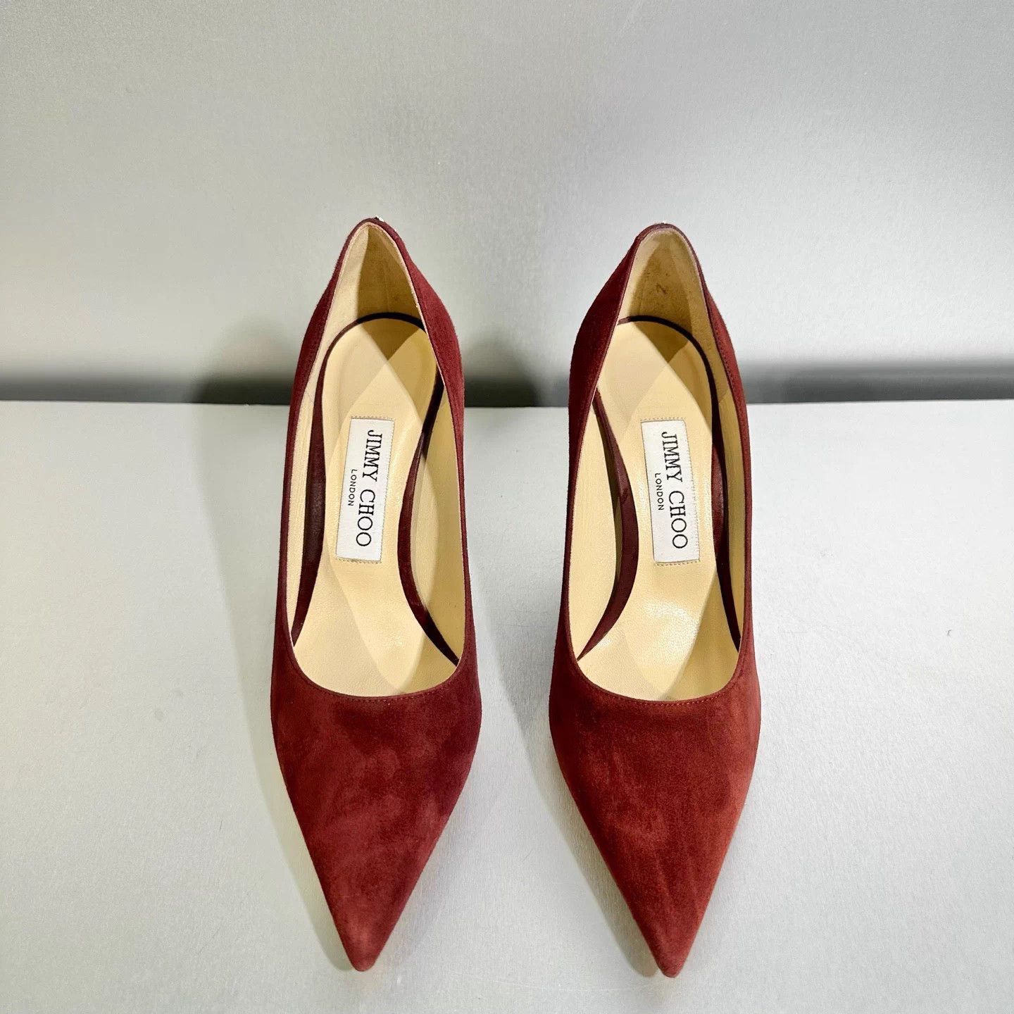 Jimmy Choo JIMMY CHOO red suede heels 36 like new X3516 Size US 5 / IT 35 - 2 Thumbnail